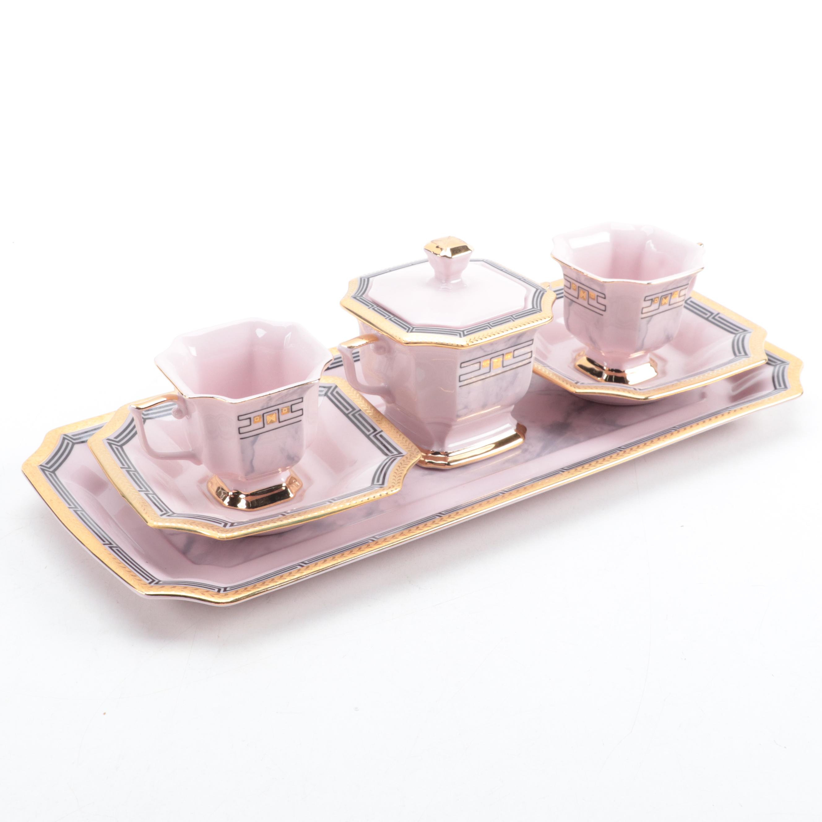 Rosa Porzellan Art Deco Style Purple Lusterware Tête à Tête