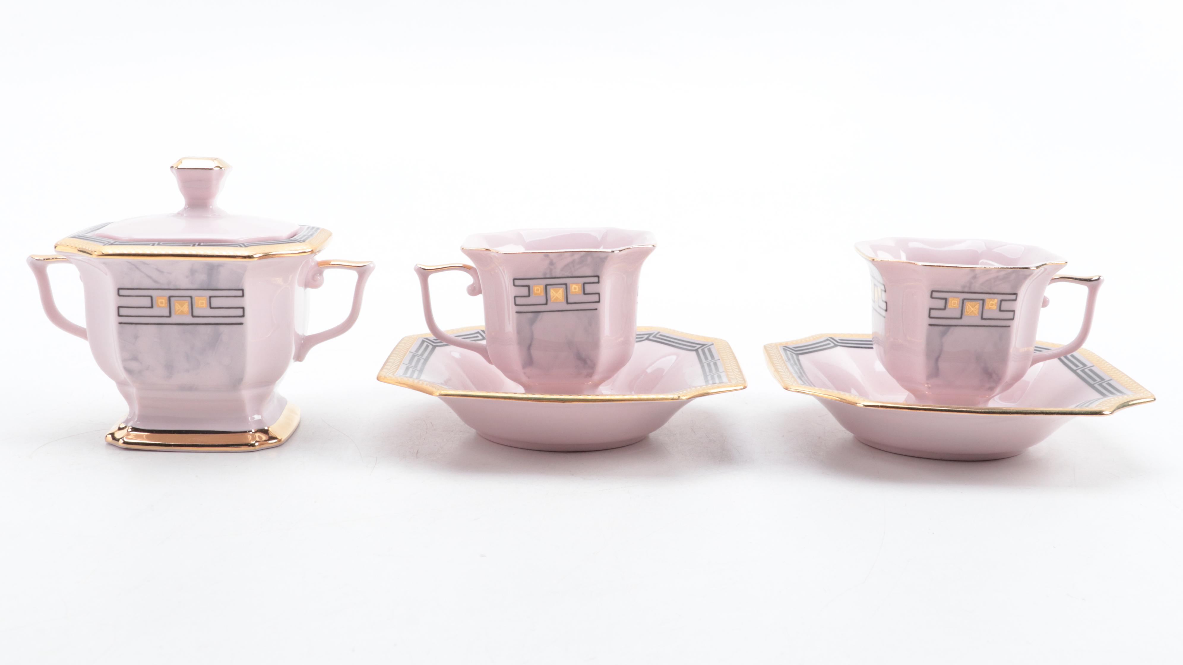 Rosa Porzellan Art Deco Style Purple Lusterware Tête à Tête