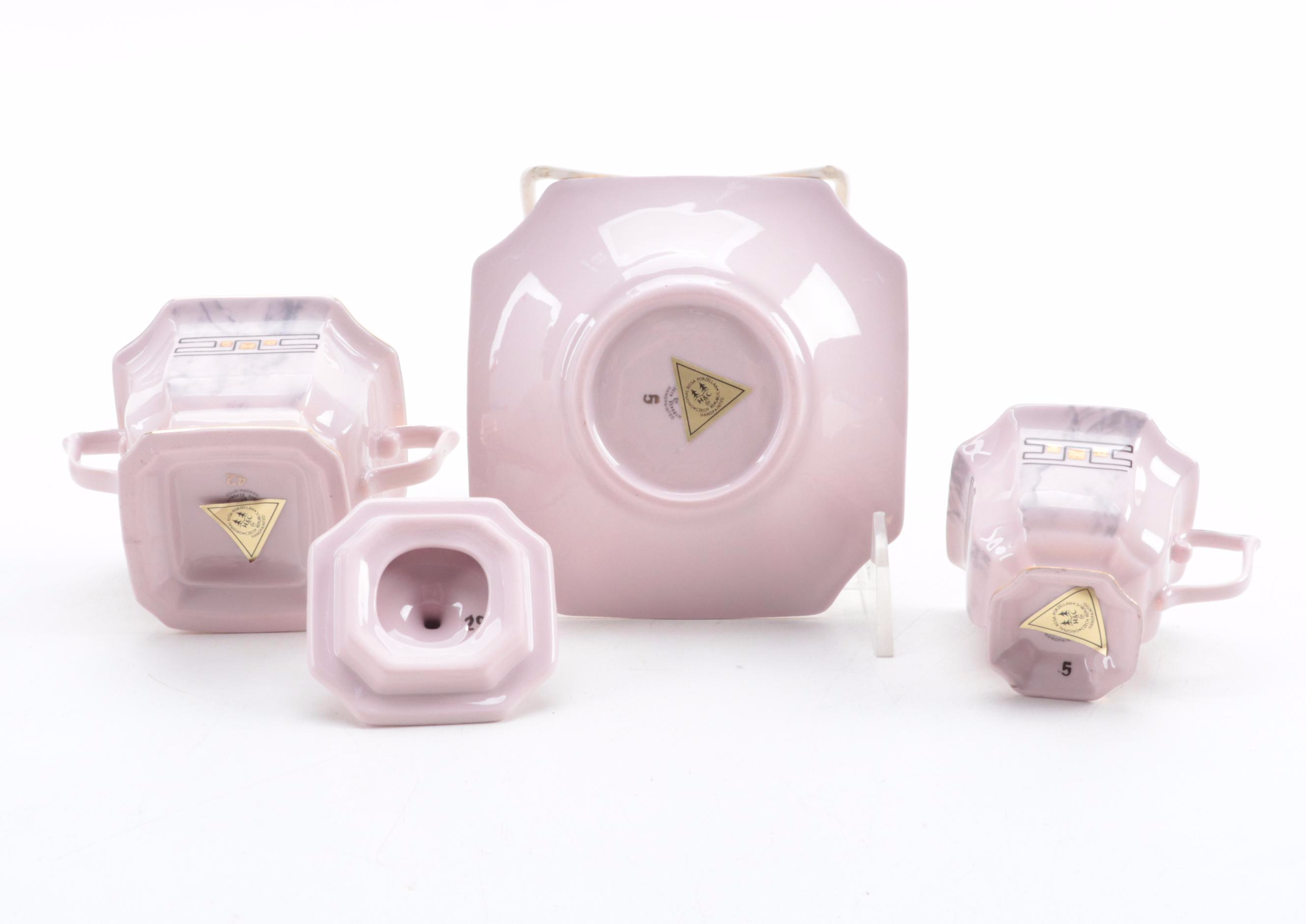 Rosa Porzellan Art Deco Style Purple Lusterware Tête à Tête