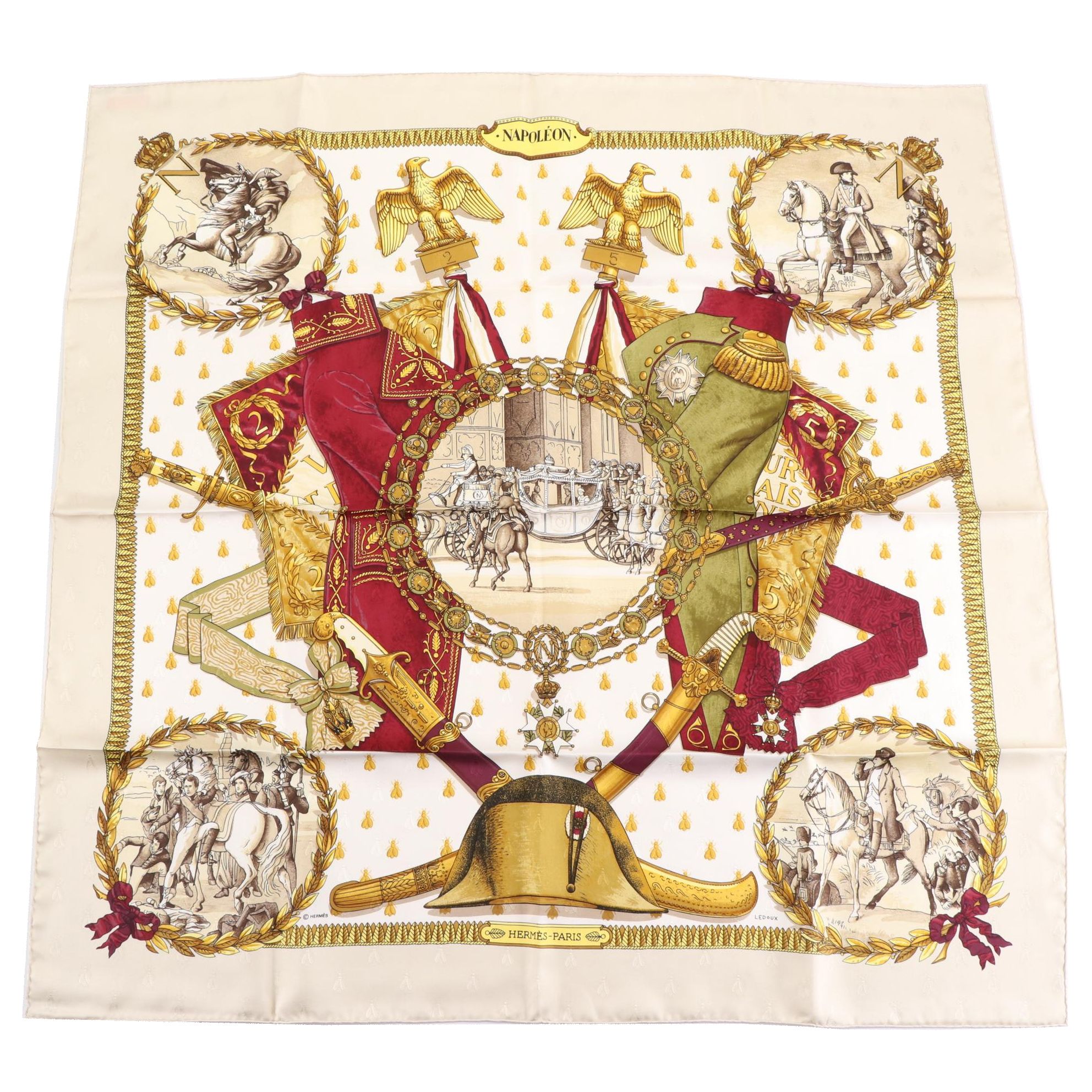 Hermès "Napoléon" Scarf 90 in Silk Jacquard with Box