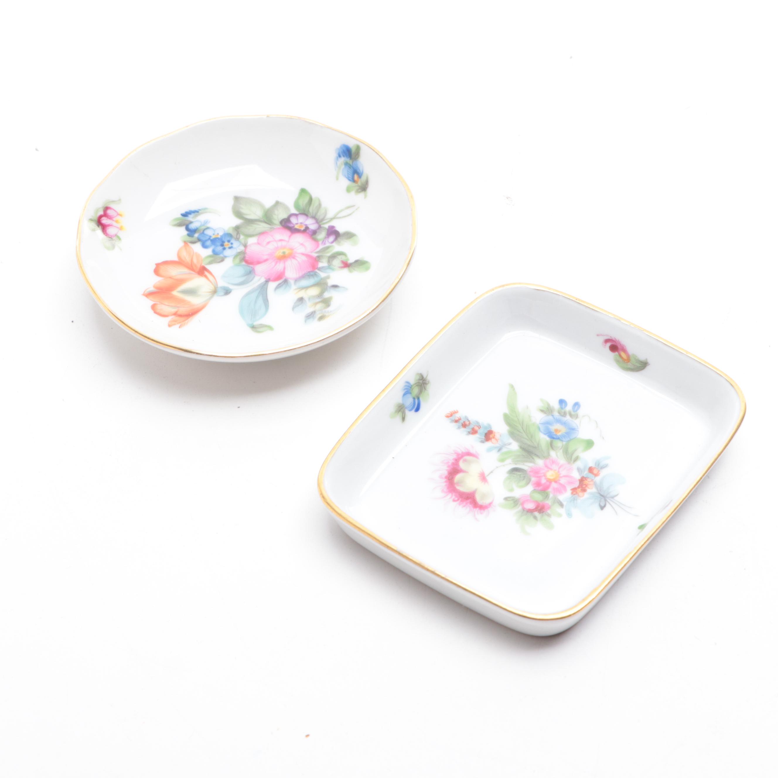 Herend "Saxonian Bouquet" Trinket Dish and Other Porcelain Table Décor
