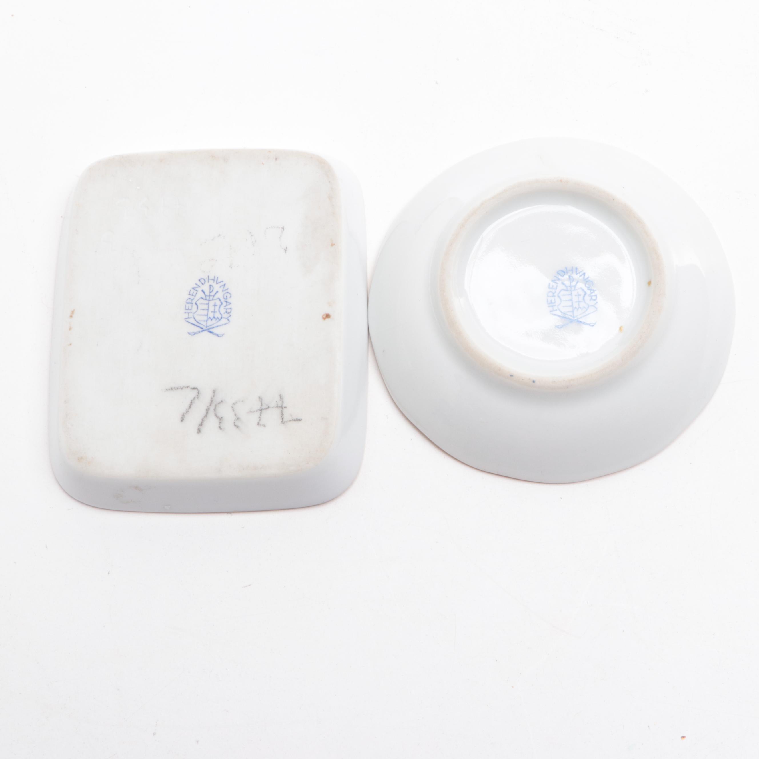 Herend "Saxonian Bouquet" Trinket Dish and Other Porcelain Table Décor