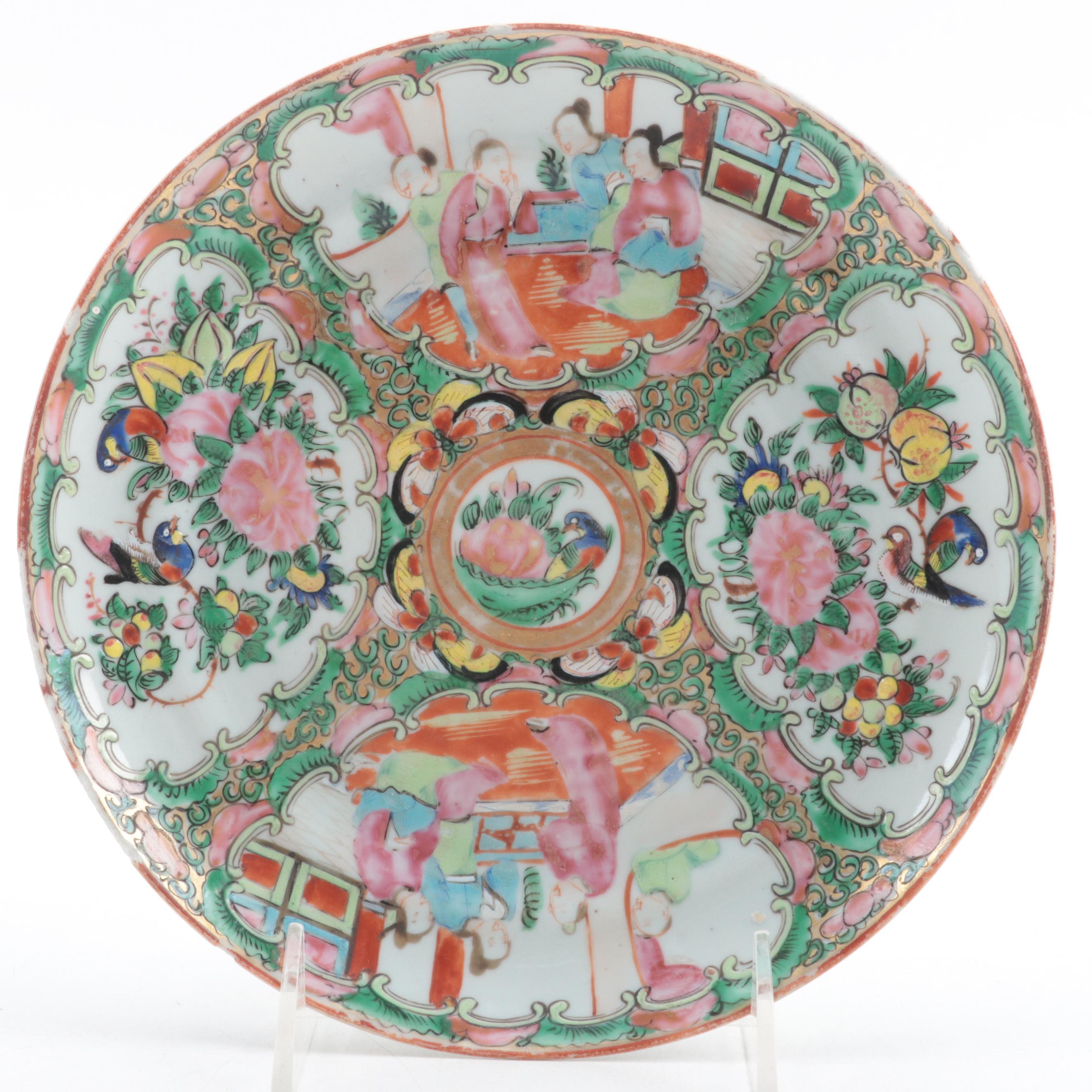 Chinese Rose Medallion Plate, Early 20th Century EBTH