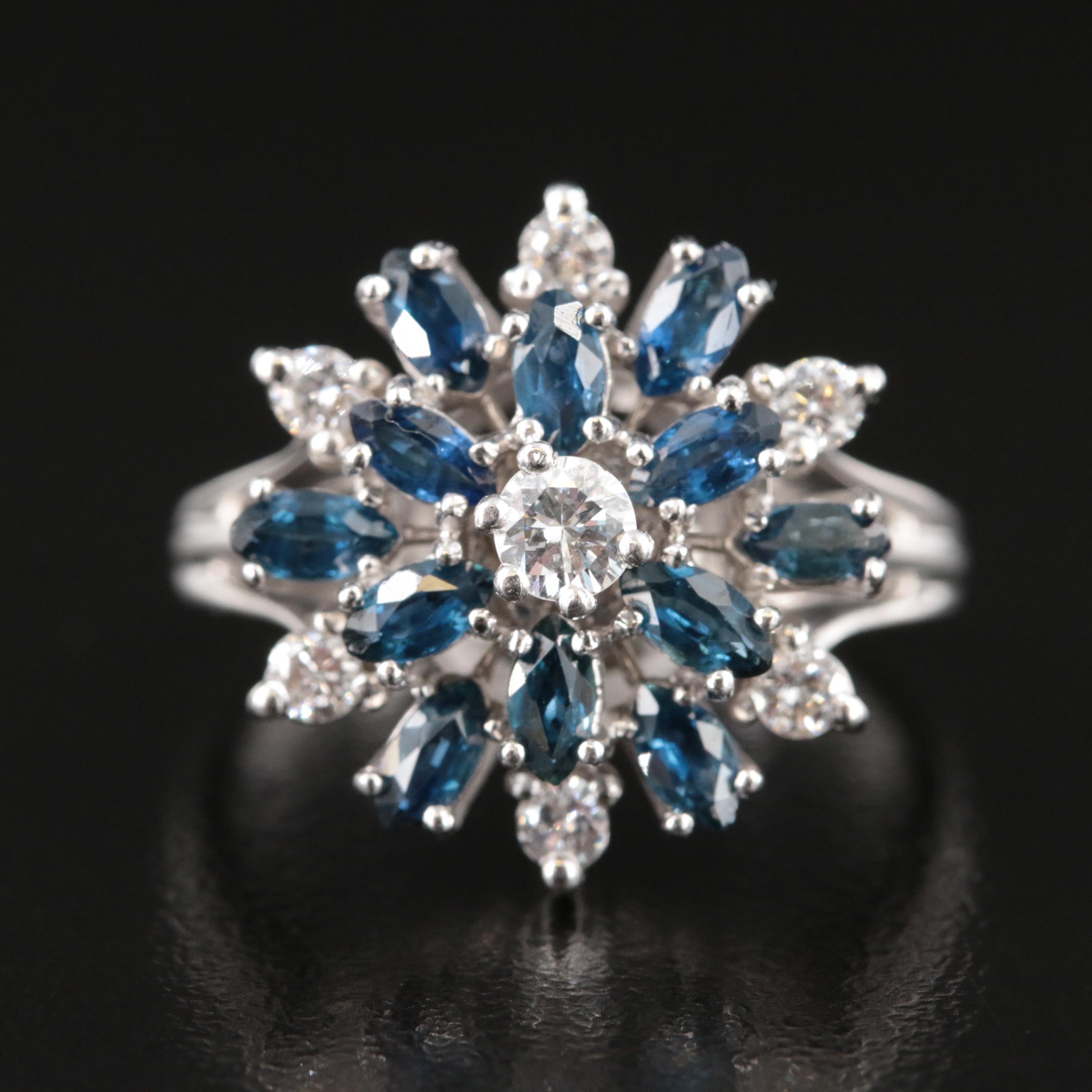 14K Diamond and Sapphire Ring