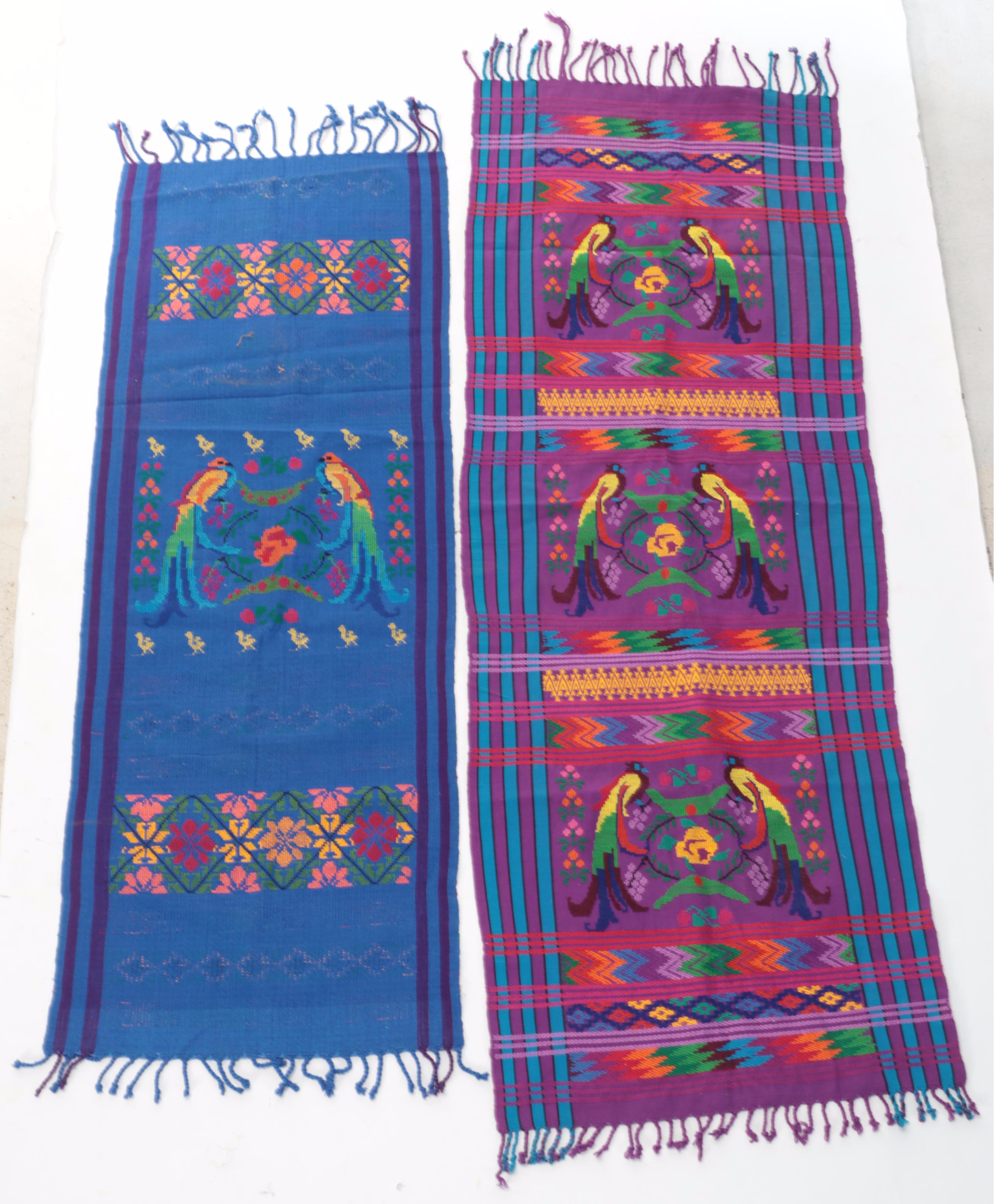Guatamalan and Mexican Handwoven and With Overshot Runner Textiles