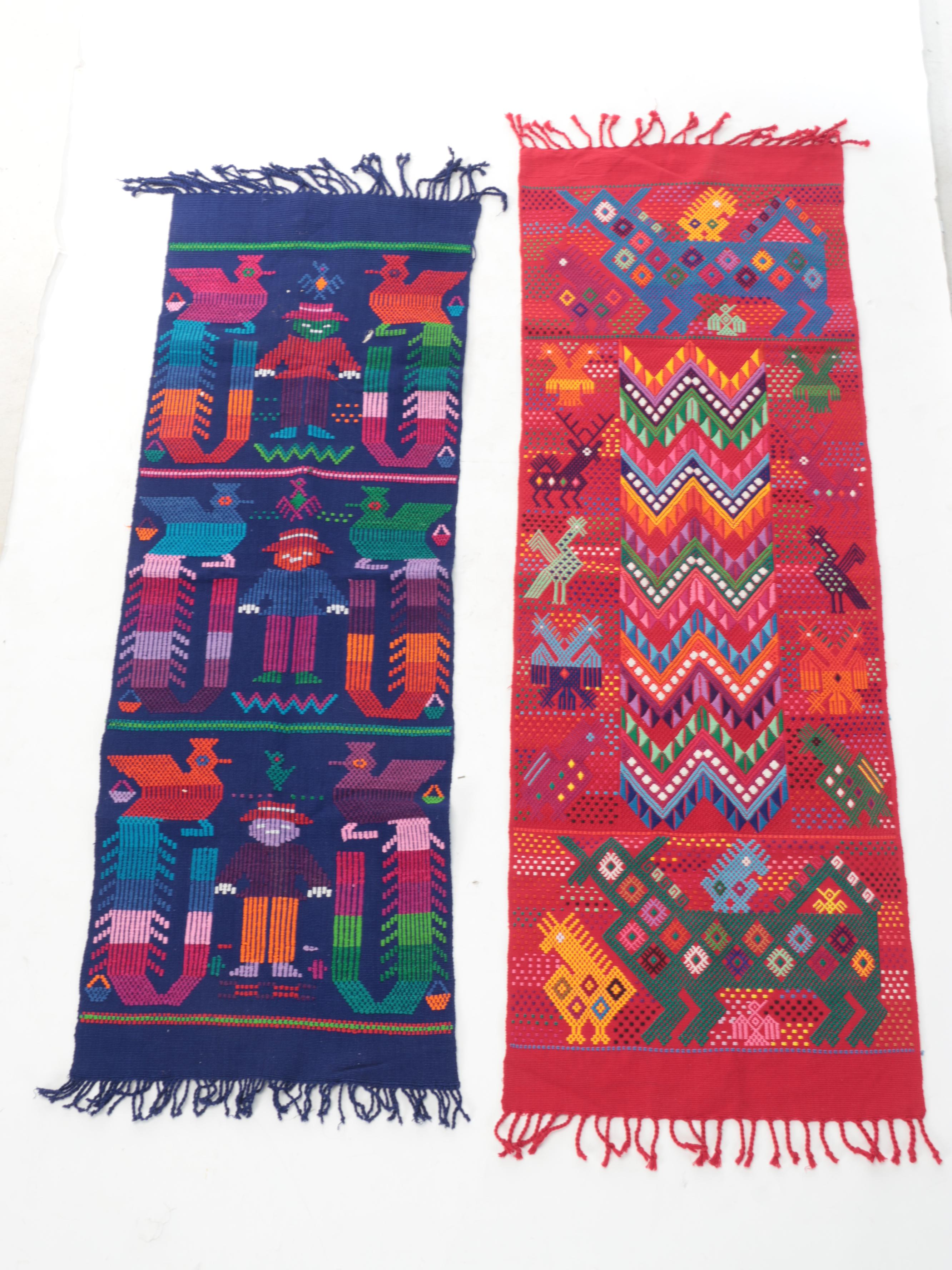 Guatamalan and Mexican Handwoven and With Overshot Runner Textiles