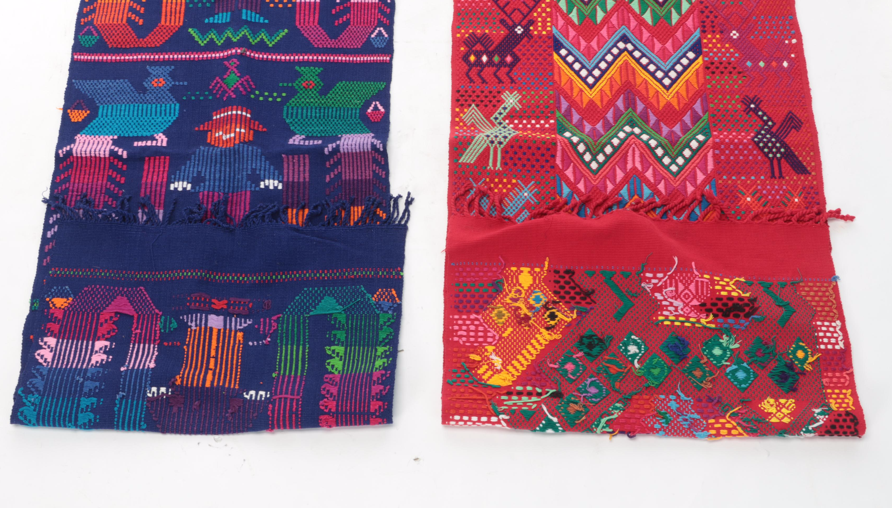 Guatamalan and Mexican Handwoven and With Overshot Runner Textiles