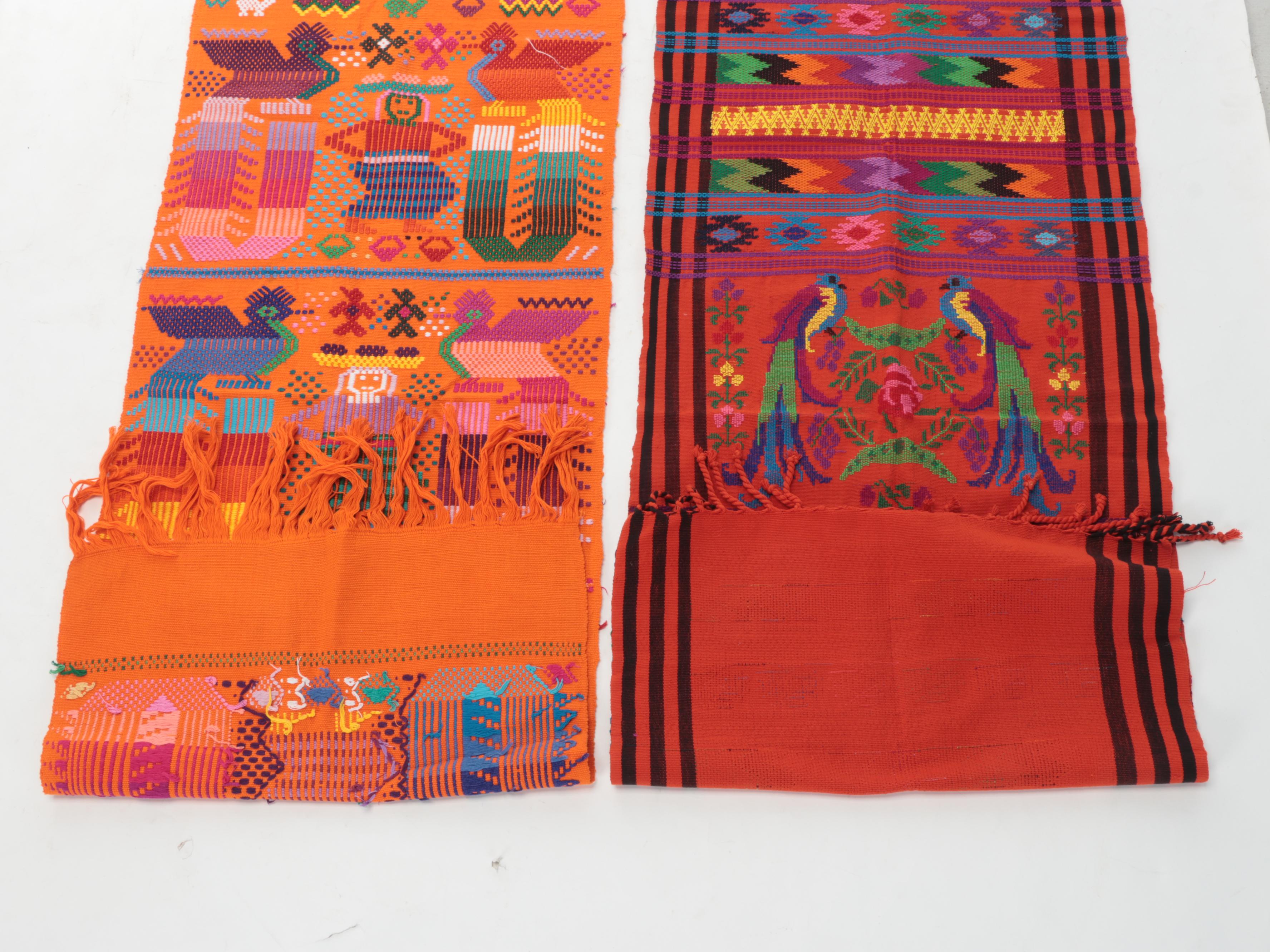 Guatamalan and Mexican Handwoven and With Overshot Runner Textiles
