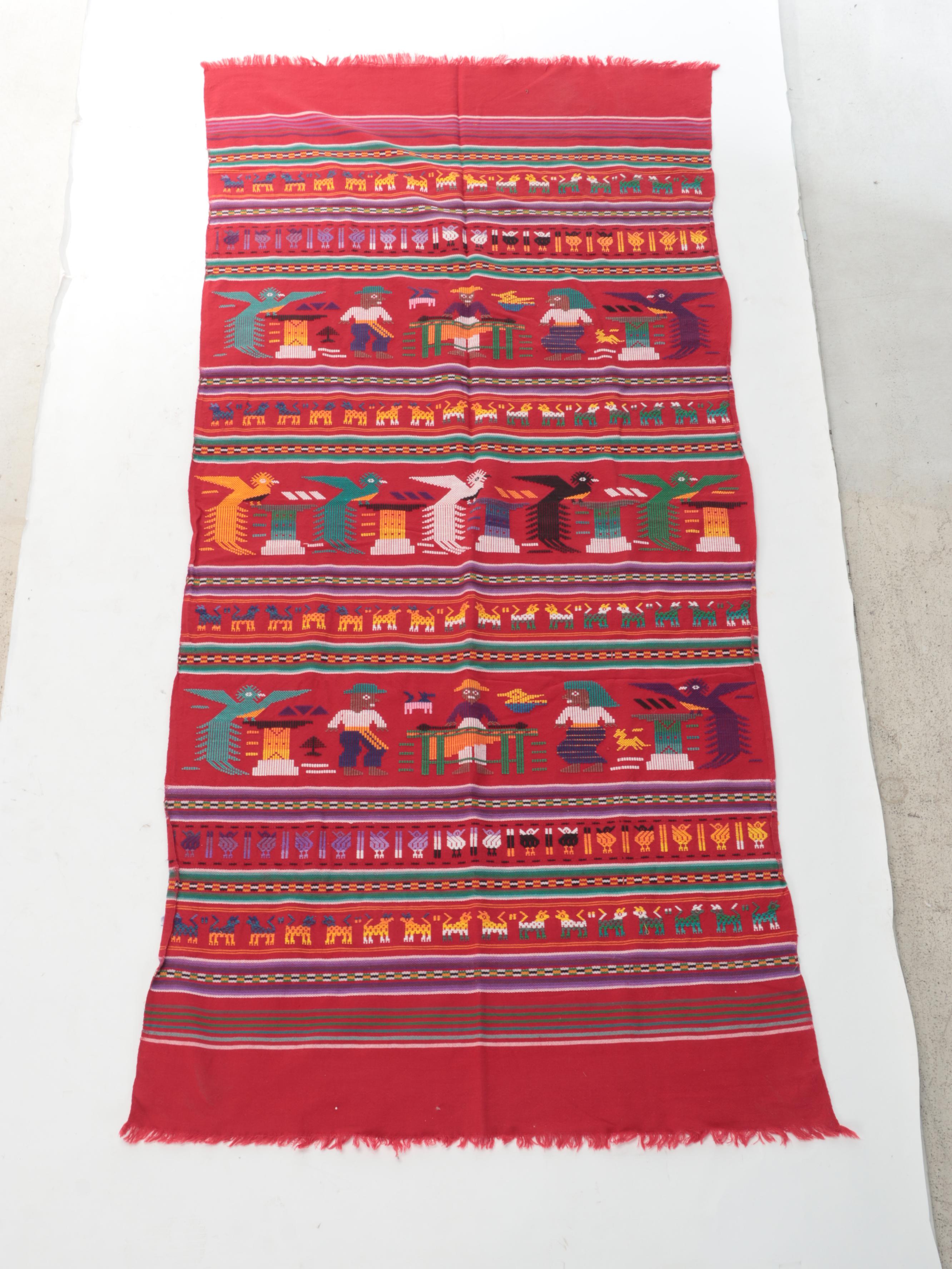 Guatamalan and Mexican Handwoven and With Overshot Runner Textiles