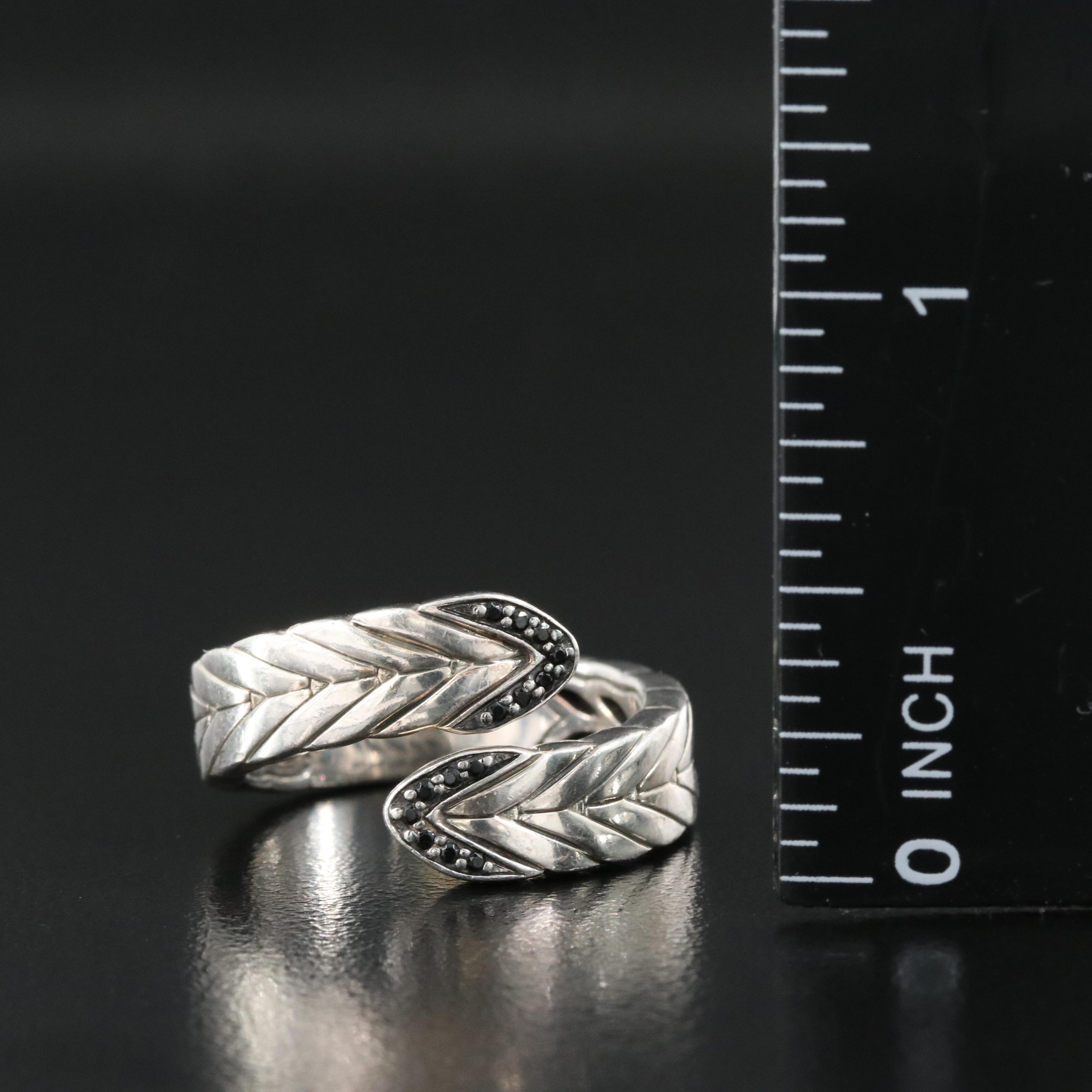 John Hardy Carved Cable Sterling Spinel Bypass Ring