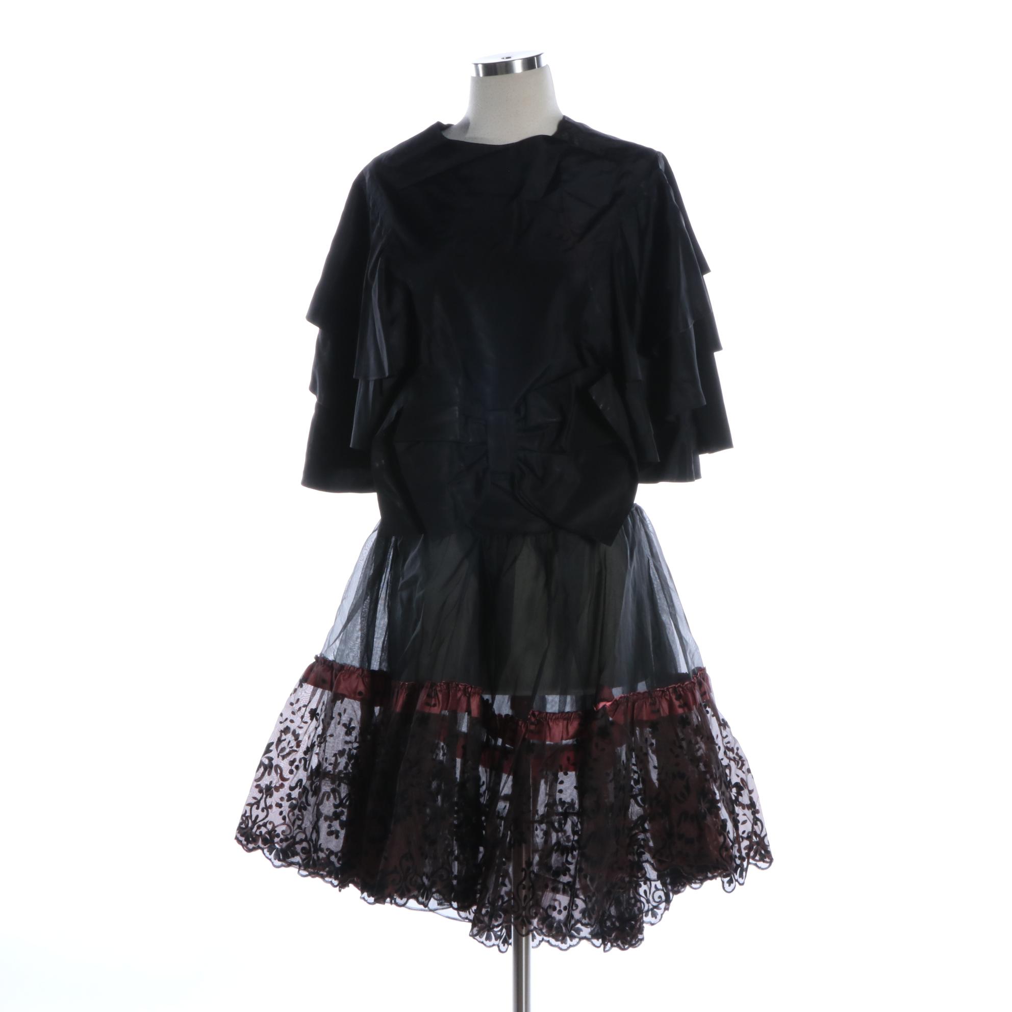 Wool Jacket by Minneapolis Dry Goods, Tulle Skirt, and Black Taffeta Poncho