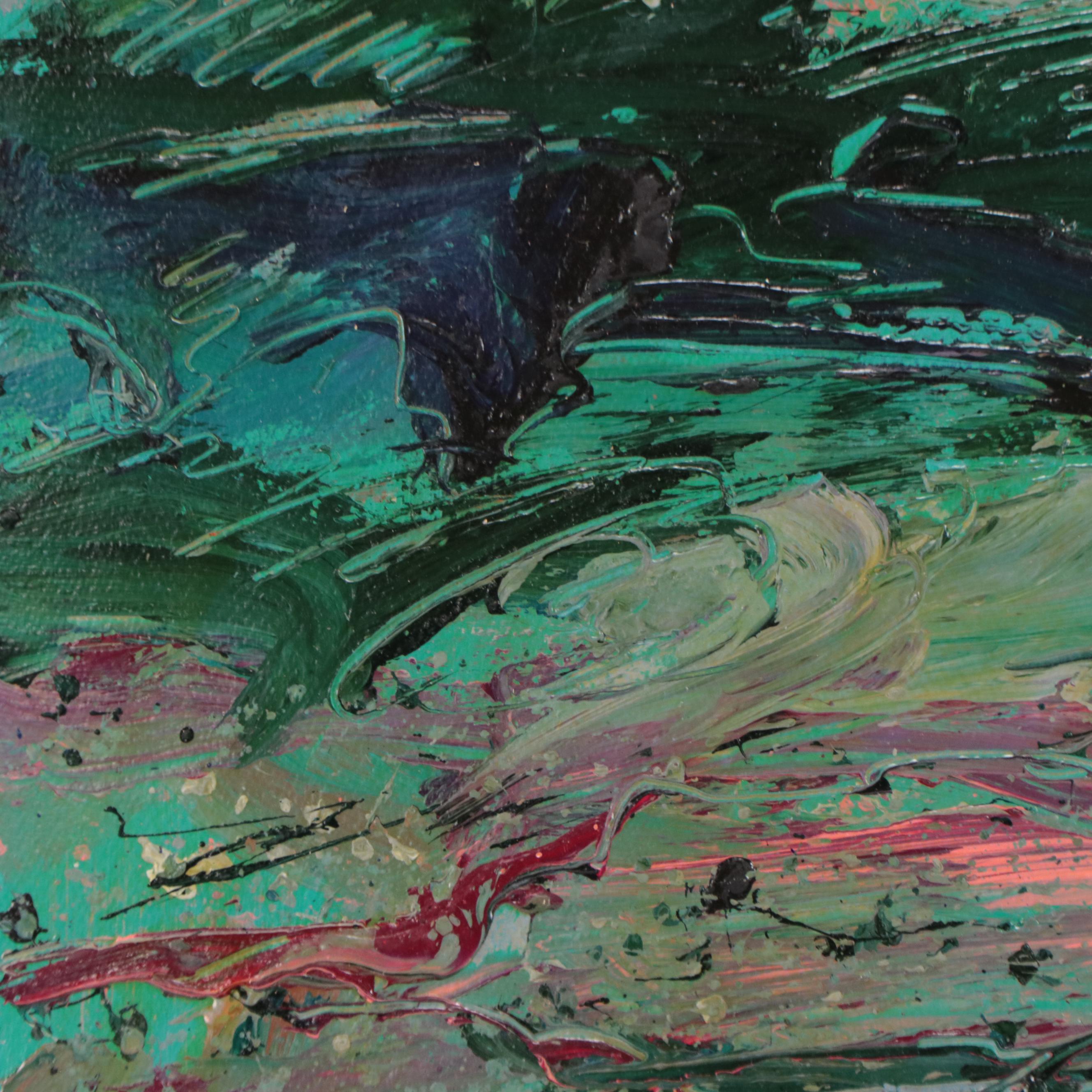 Harry Hilson Abstract Landscape Acrylic Painting, Circa 1980