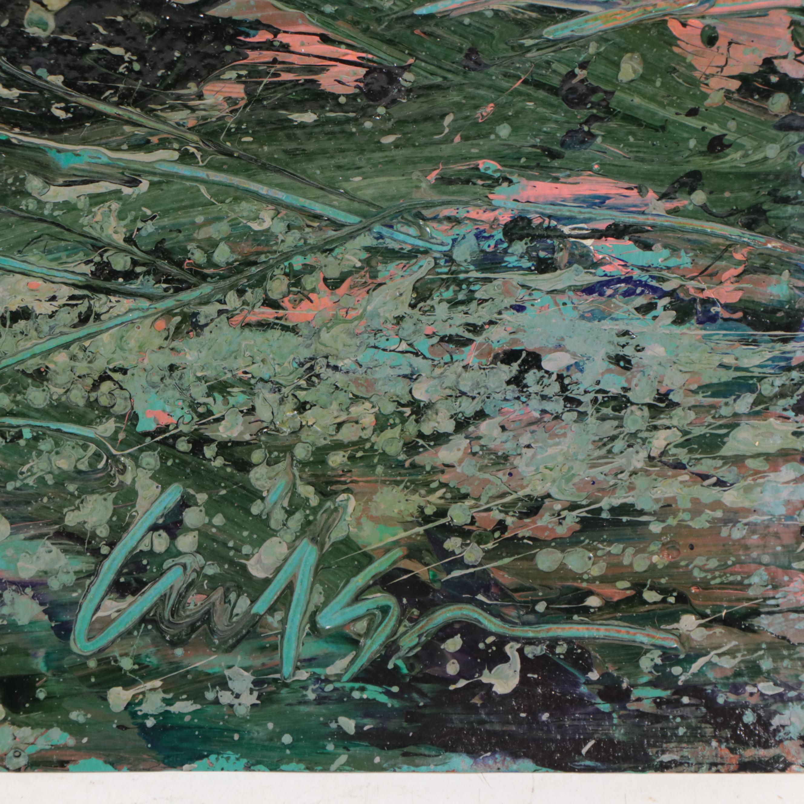 Harry Hilson Abstract Landscape Acrylic Painting, Circa 1980