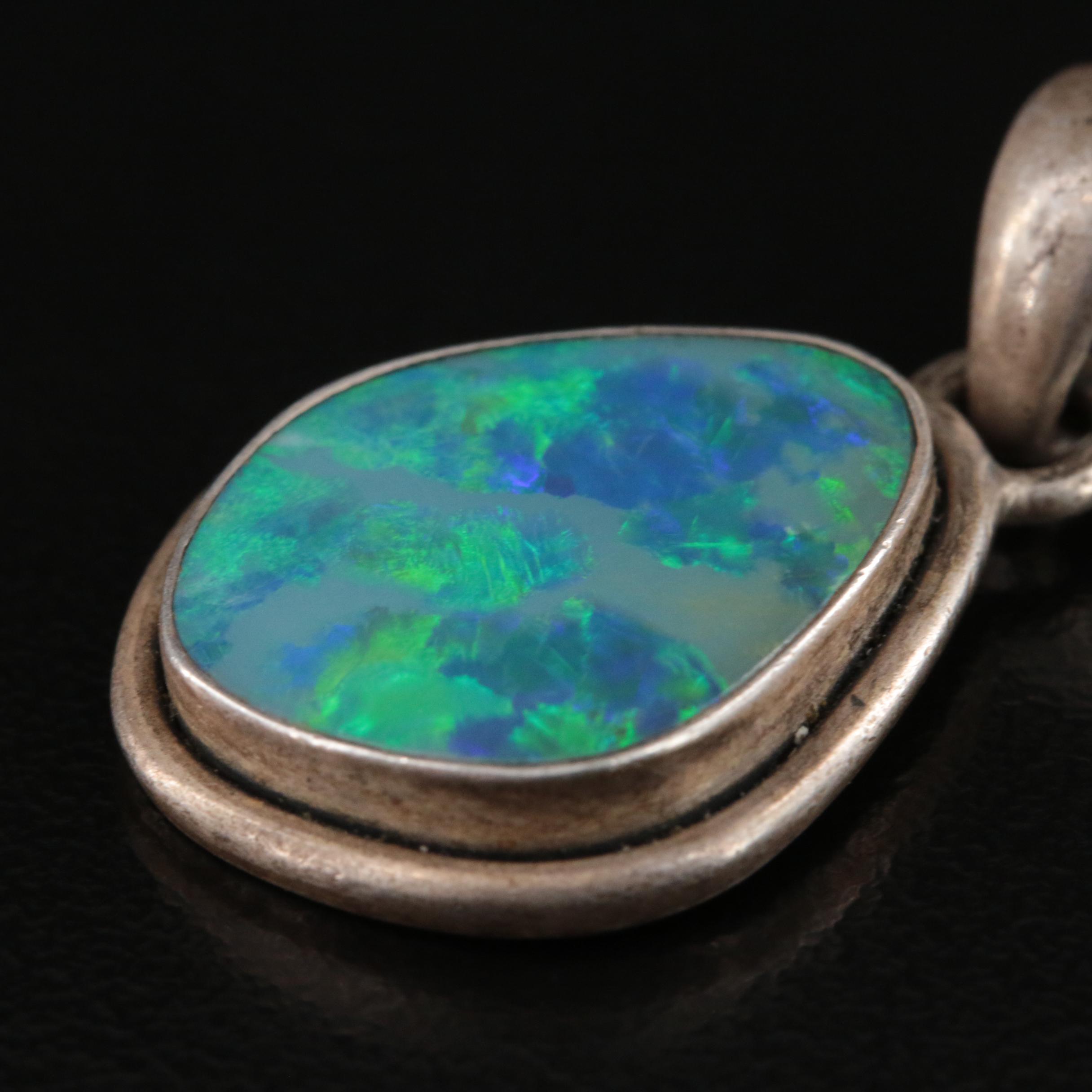 Sterling Opal Doublet Pendant Necklace