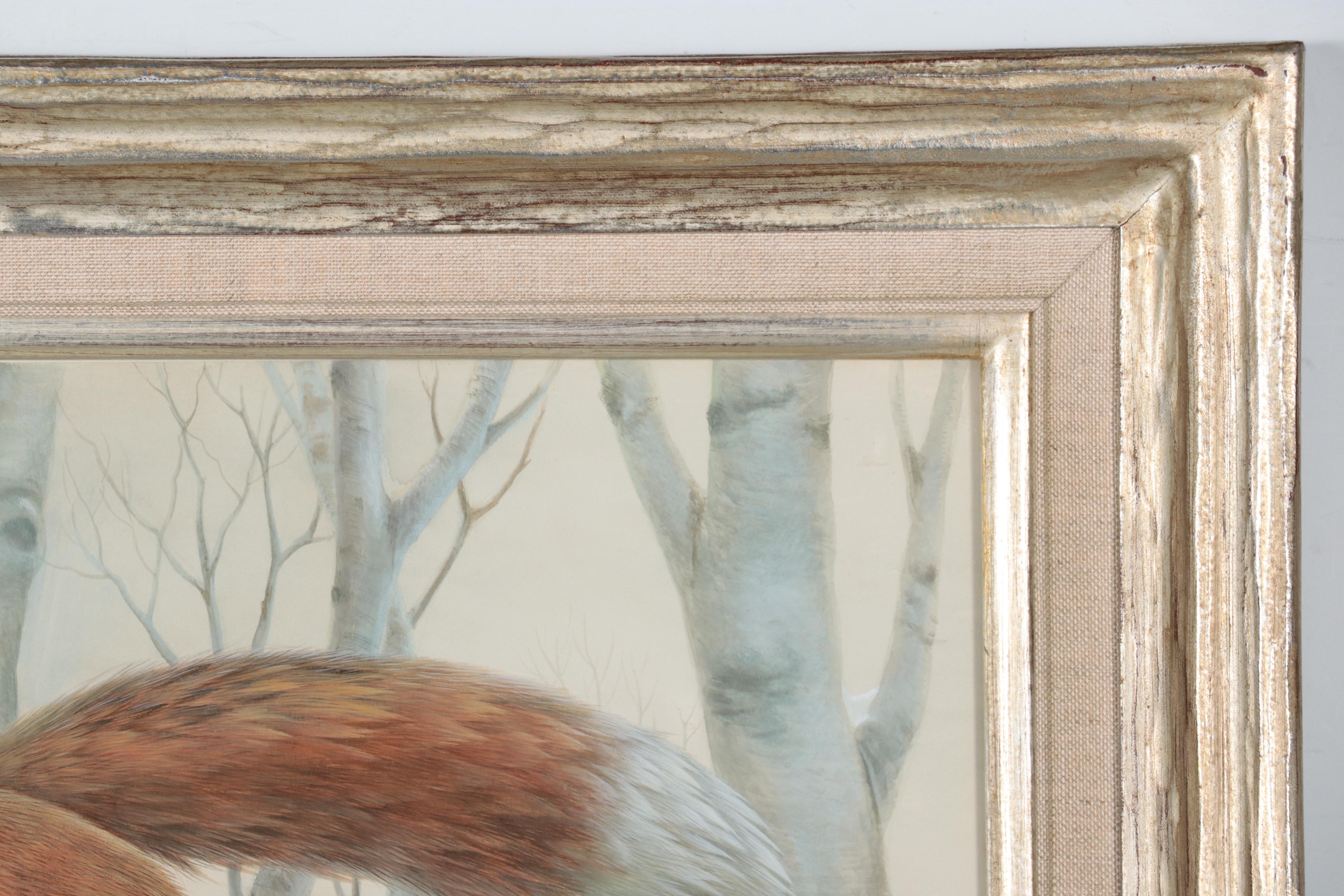 John Ruthven Watercolor Painting of Red Fox in Snow