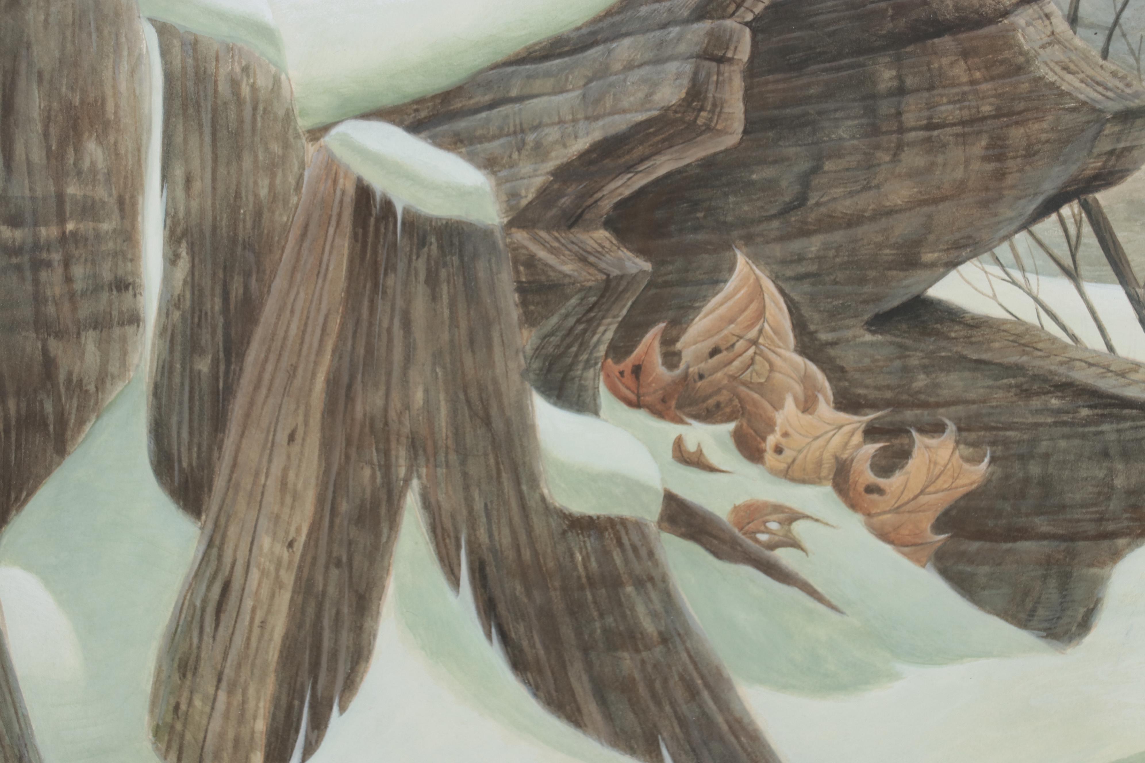 John Ruthven Watercolor Painting of Red Fox in Snow