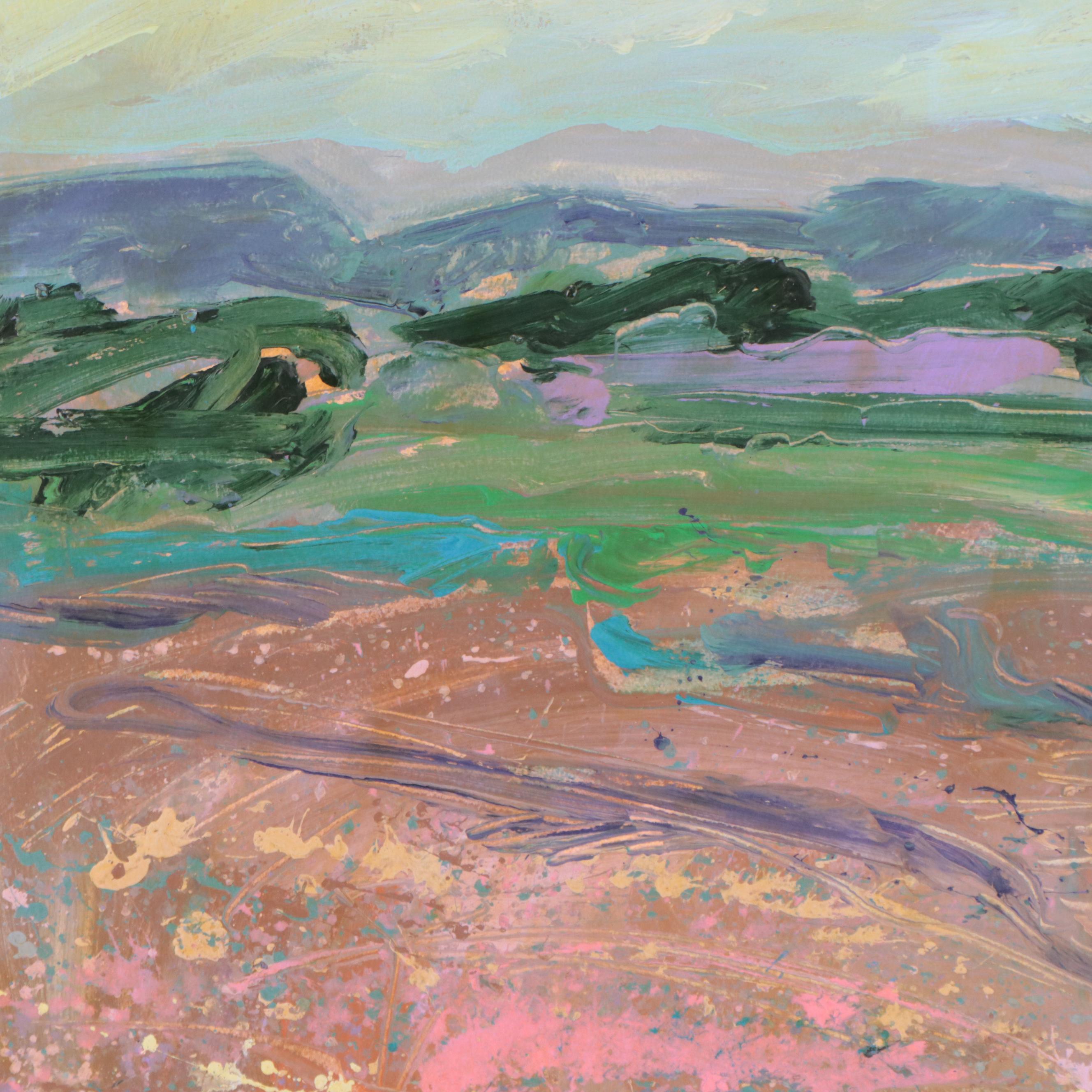 Harry Hilson Abstract Landscape Acrylic Painting, 1990