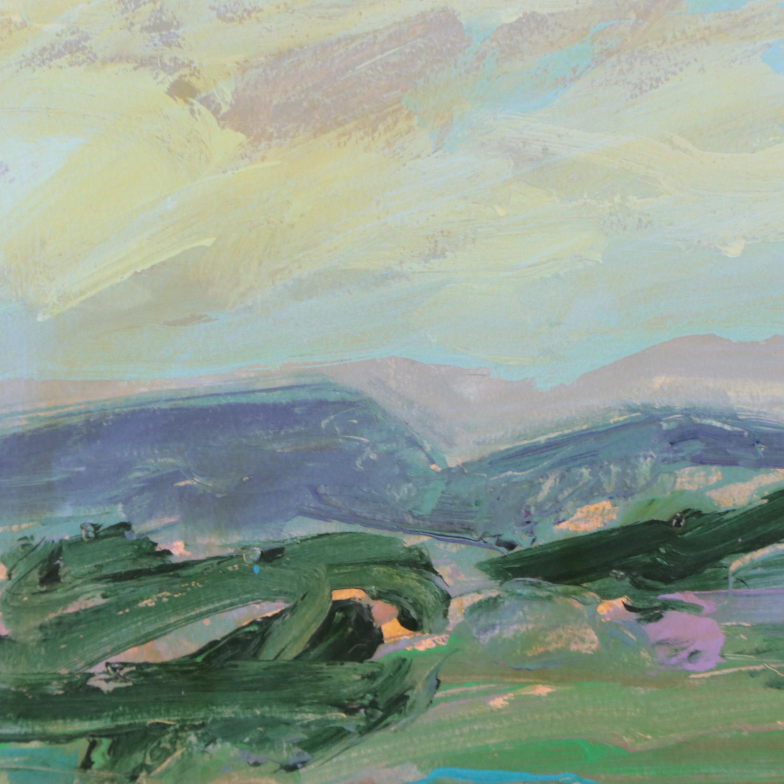 Harry Hilson Abstract Landscape Acrylic Painting, 1990