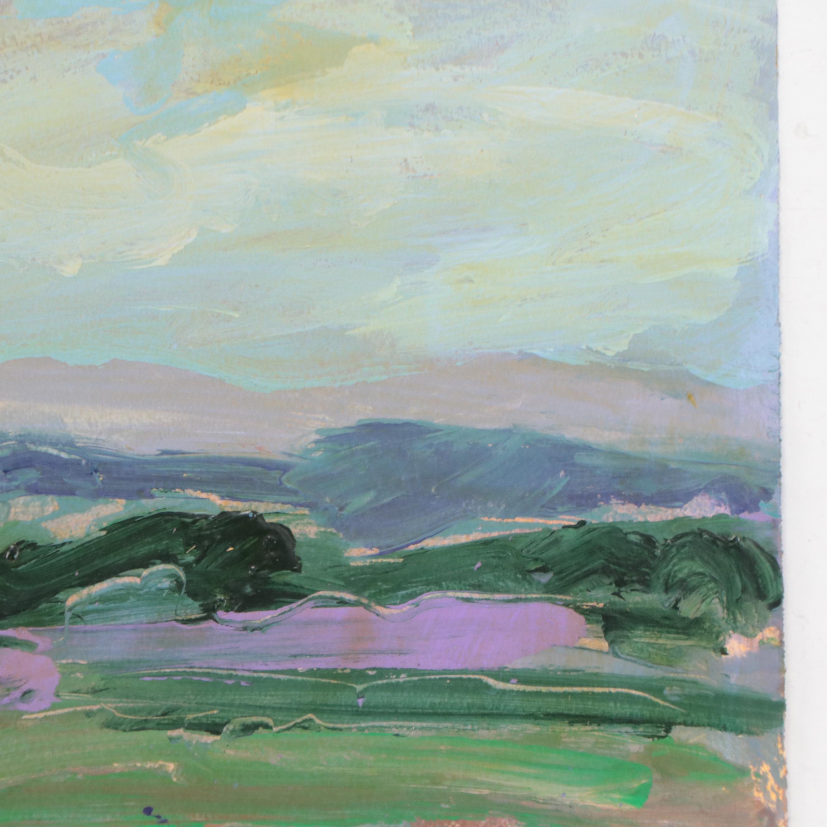 Harry Hilson Abstract Landscape Acrylic Painting, 1990