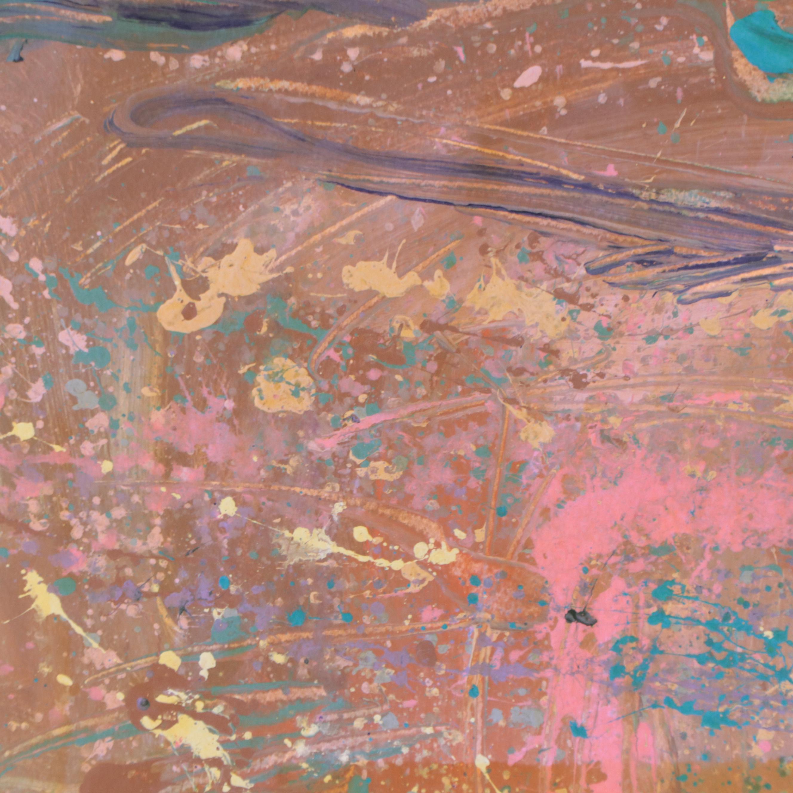 Harry Hilson Abstract Landscape Acrylic Painting, 1990