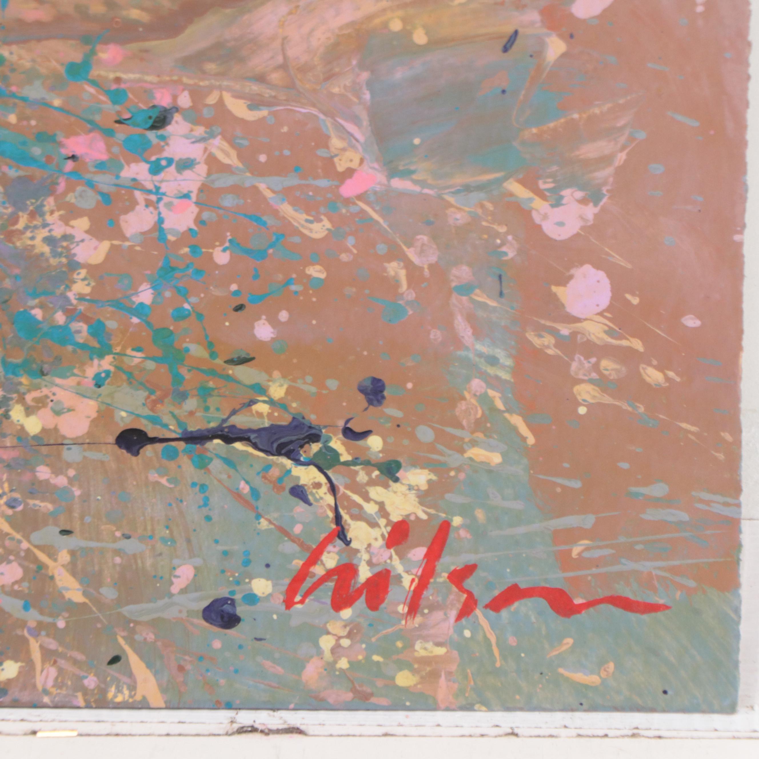 Harry Hilson Abstract Landscape Acrylic Painting, 1990