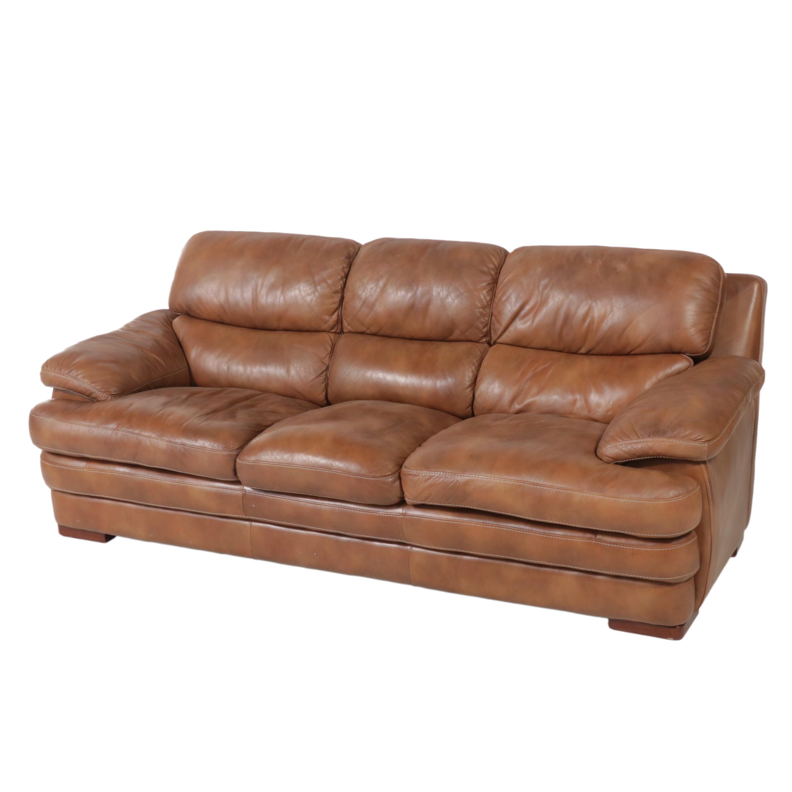 Flexsteel "Lattitudes Collection" Leather Three-Seat Sofa