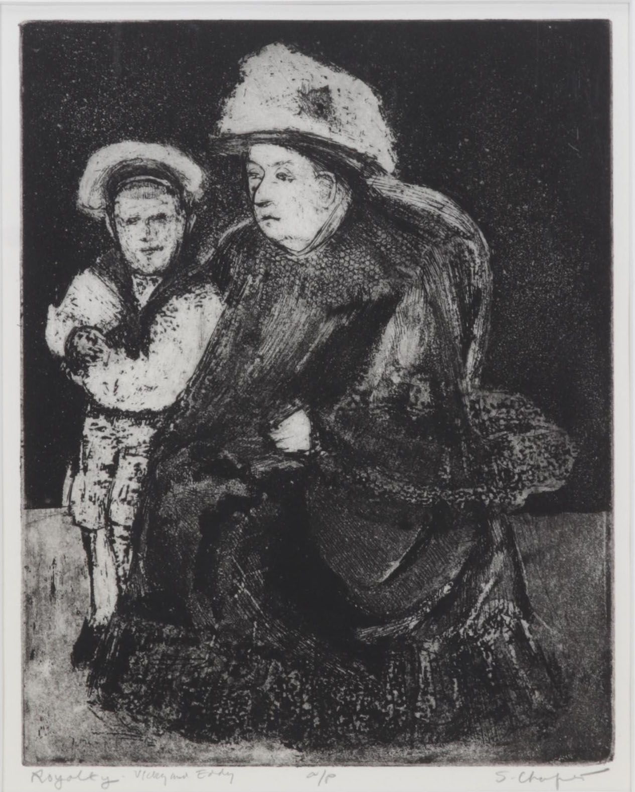 Sidney Chafetz Etching With Aquatint "Royalty - Vicky and Eddy," 1970