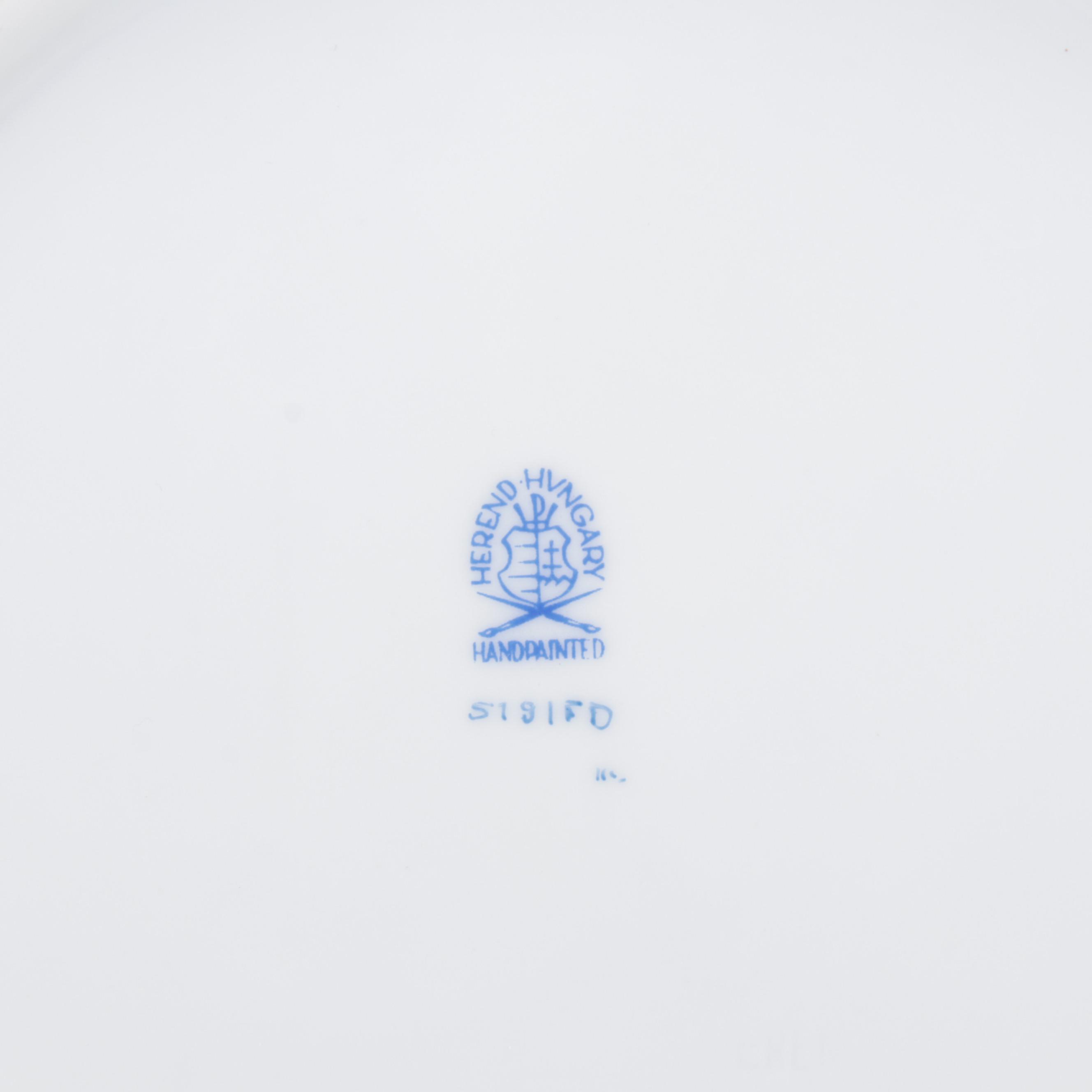 Herend "Indian Basket Multicolor" Porcelain Dessert Service for Six