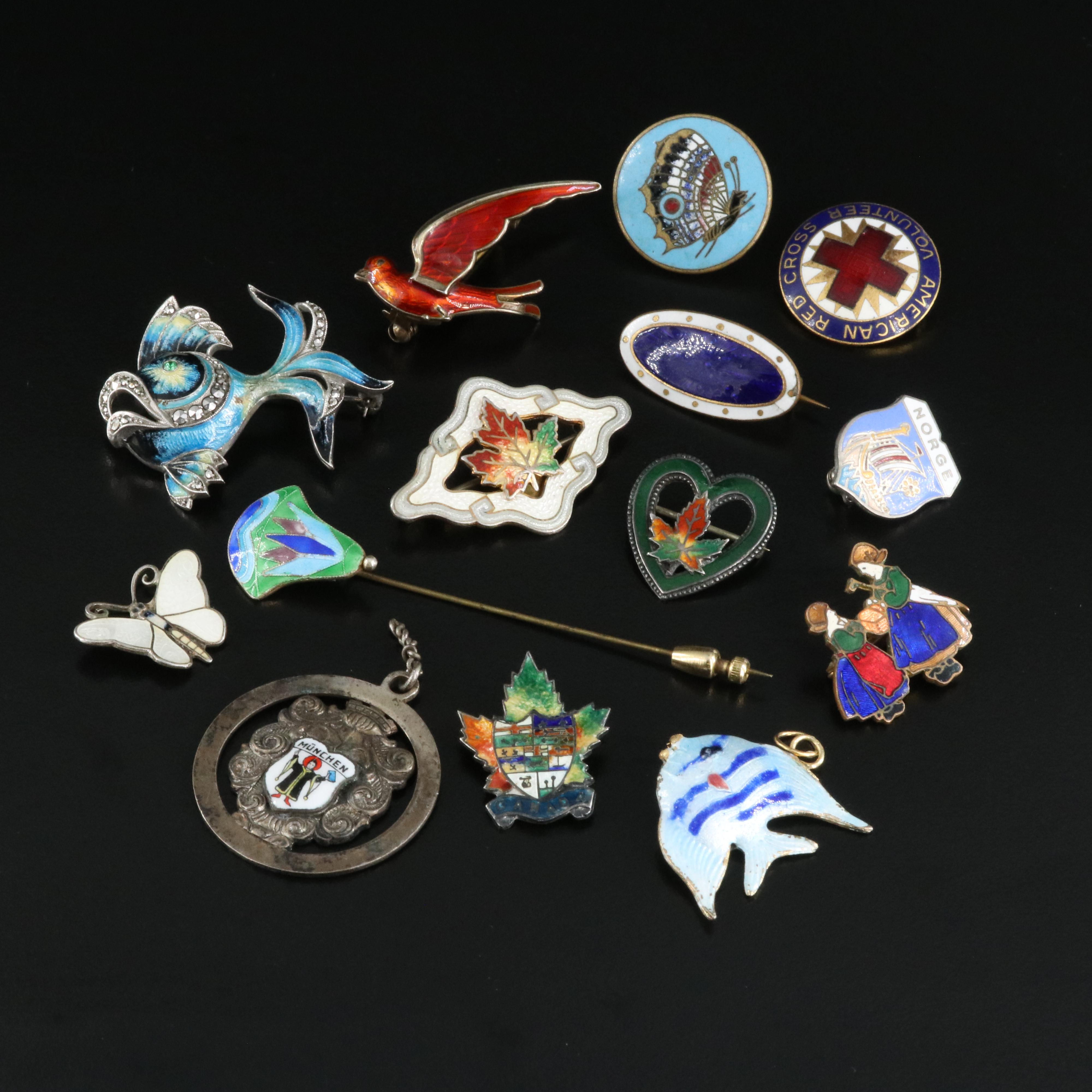 Norwegian and British Grouping Including Bernard Meldahl. Enamel and Cut Steel