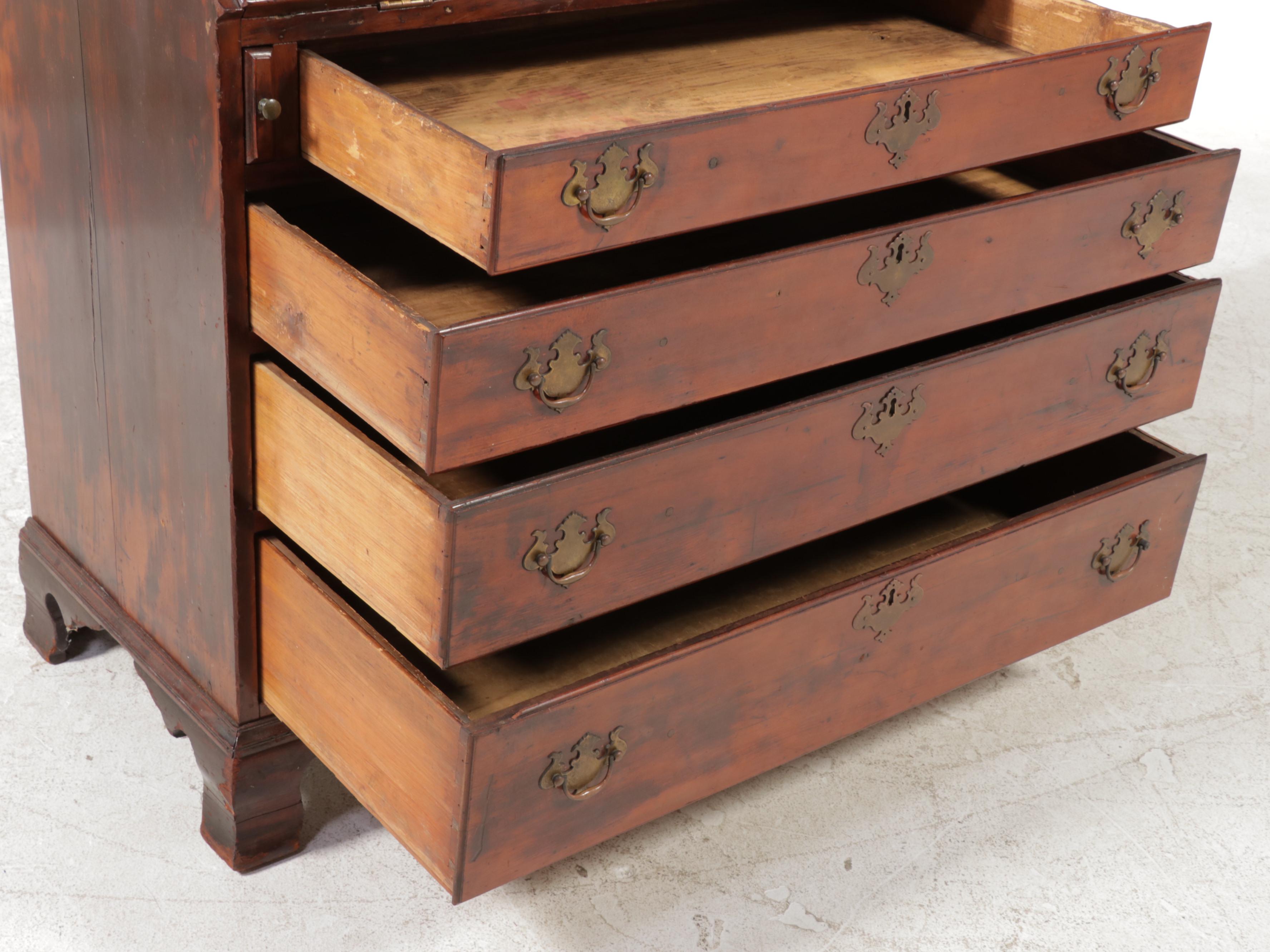 American Chippendale Cherrywood Slant-Front Desk, Late 18th Century