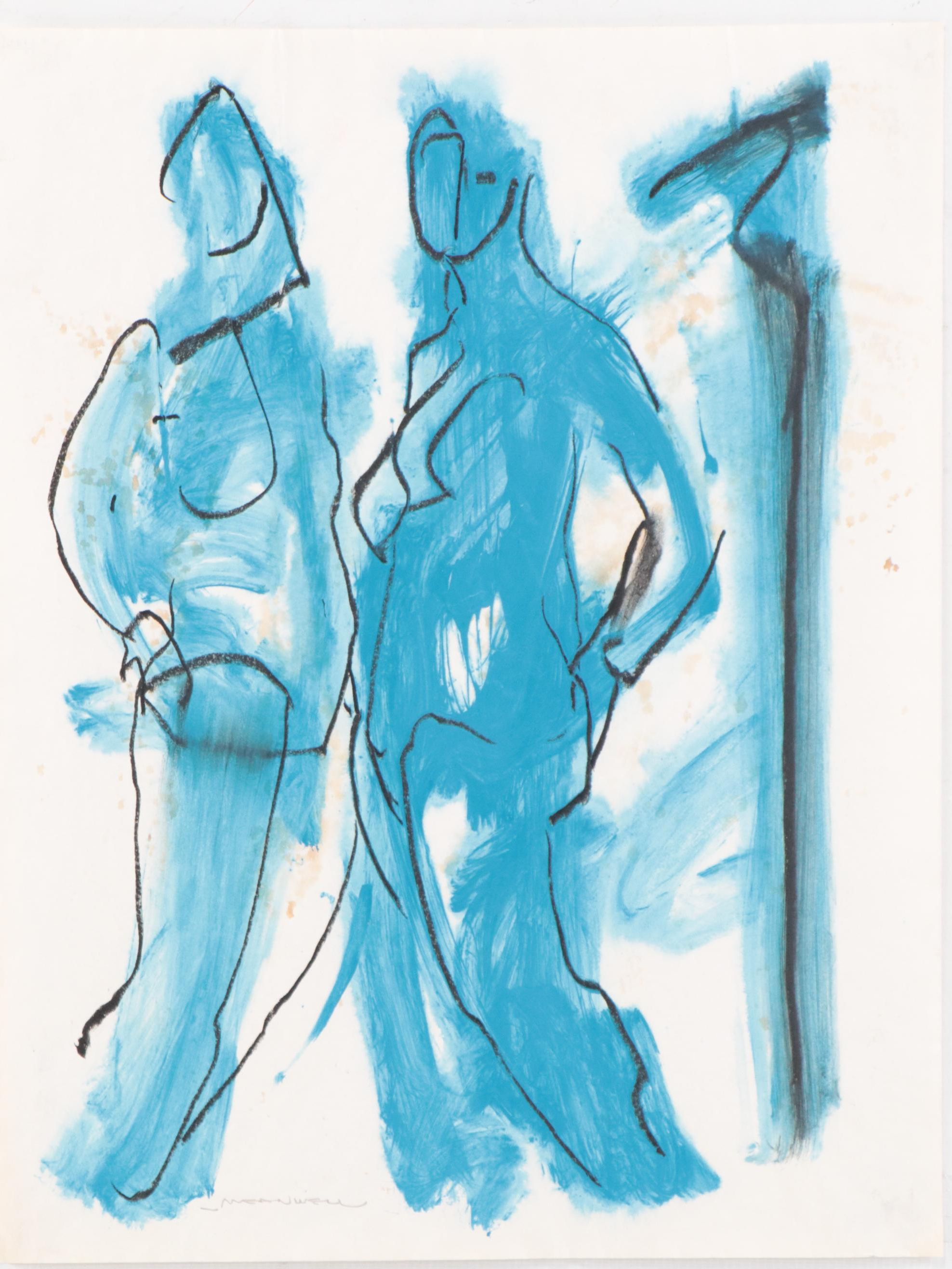 Jack Meanwell Figural Mixed Media Painting