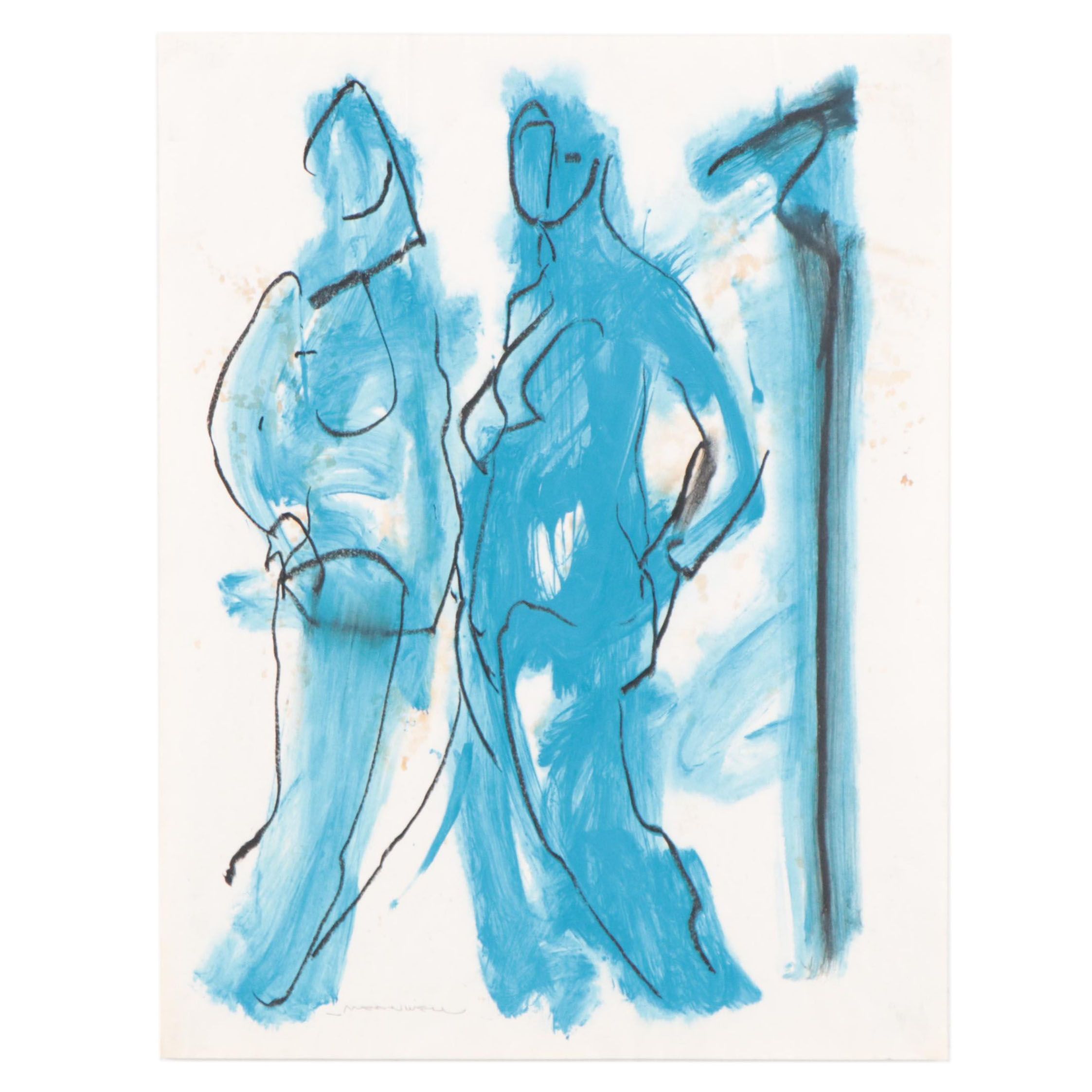 Jack Meanwell Figural Mixed Media Painting