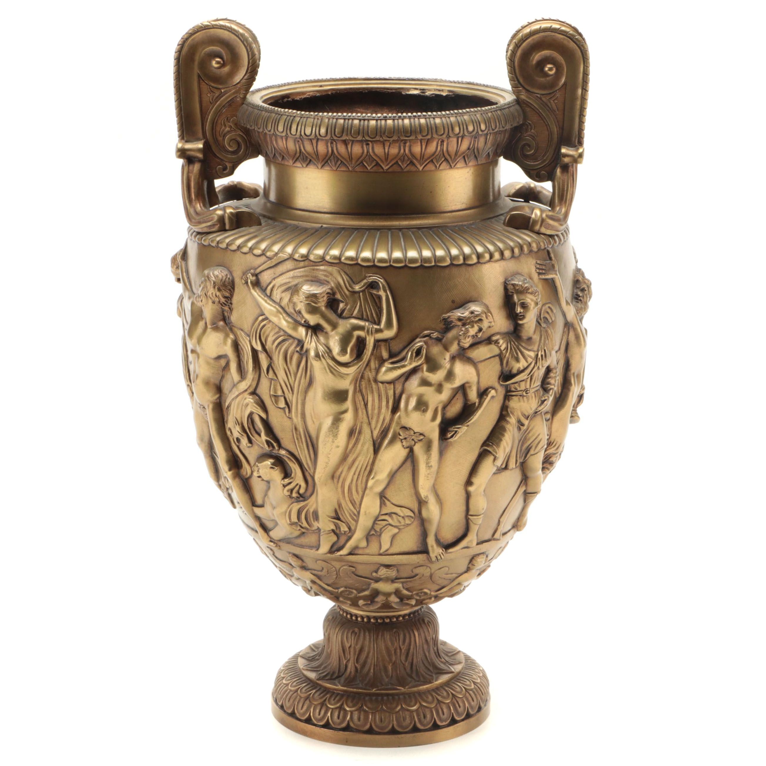 Neoclassical Style Gilt Metal Amphora Urn after the Townley Vase