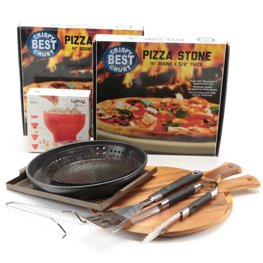 Cast Elegance Pizza Stones with Wooden Pizza Peels and More Cookware