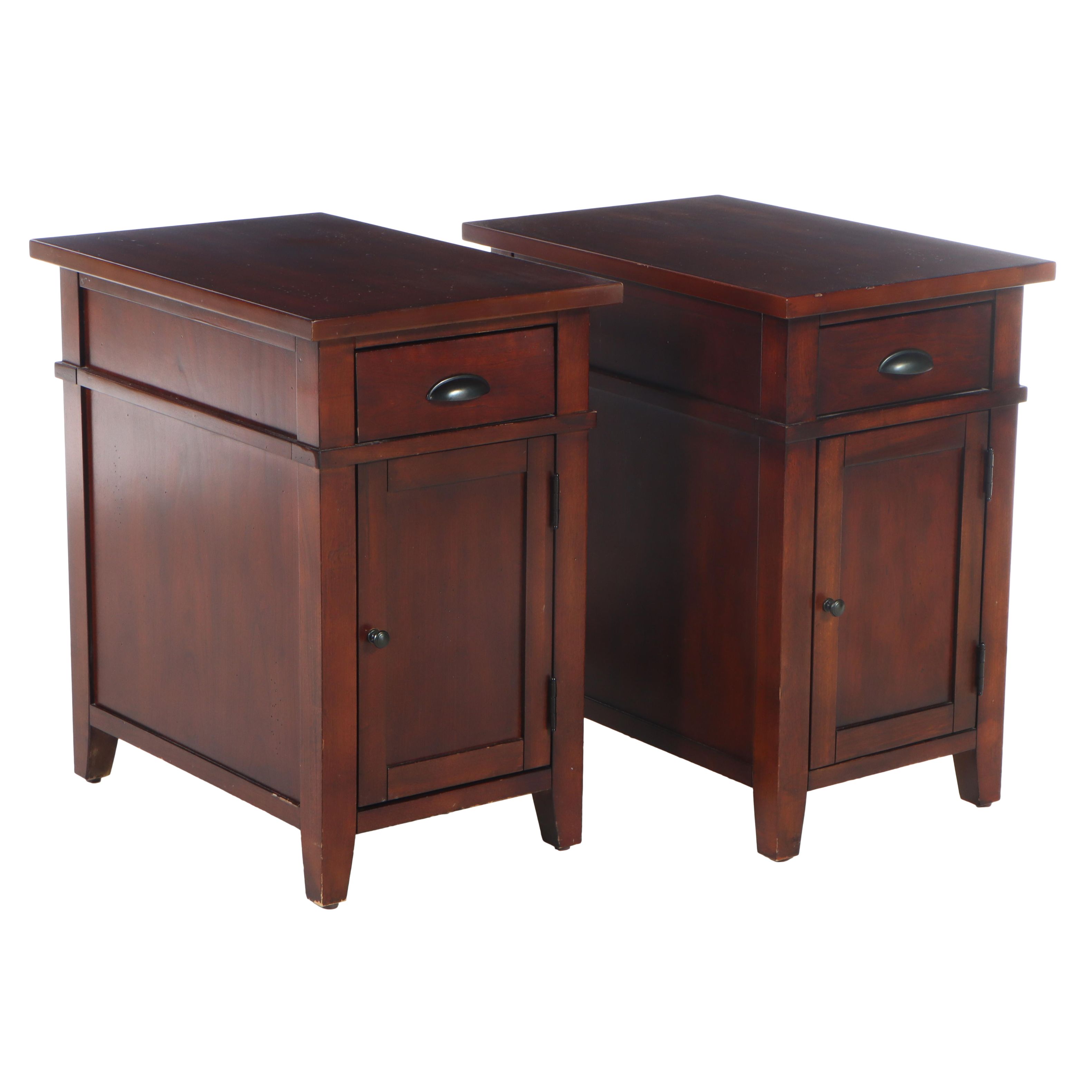 Pair of JCPenny "Linden Street" Arts and Crafts Style Cherrywood Side Tables