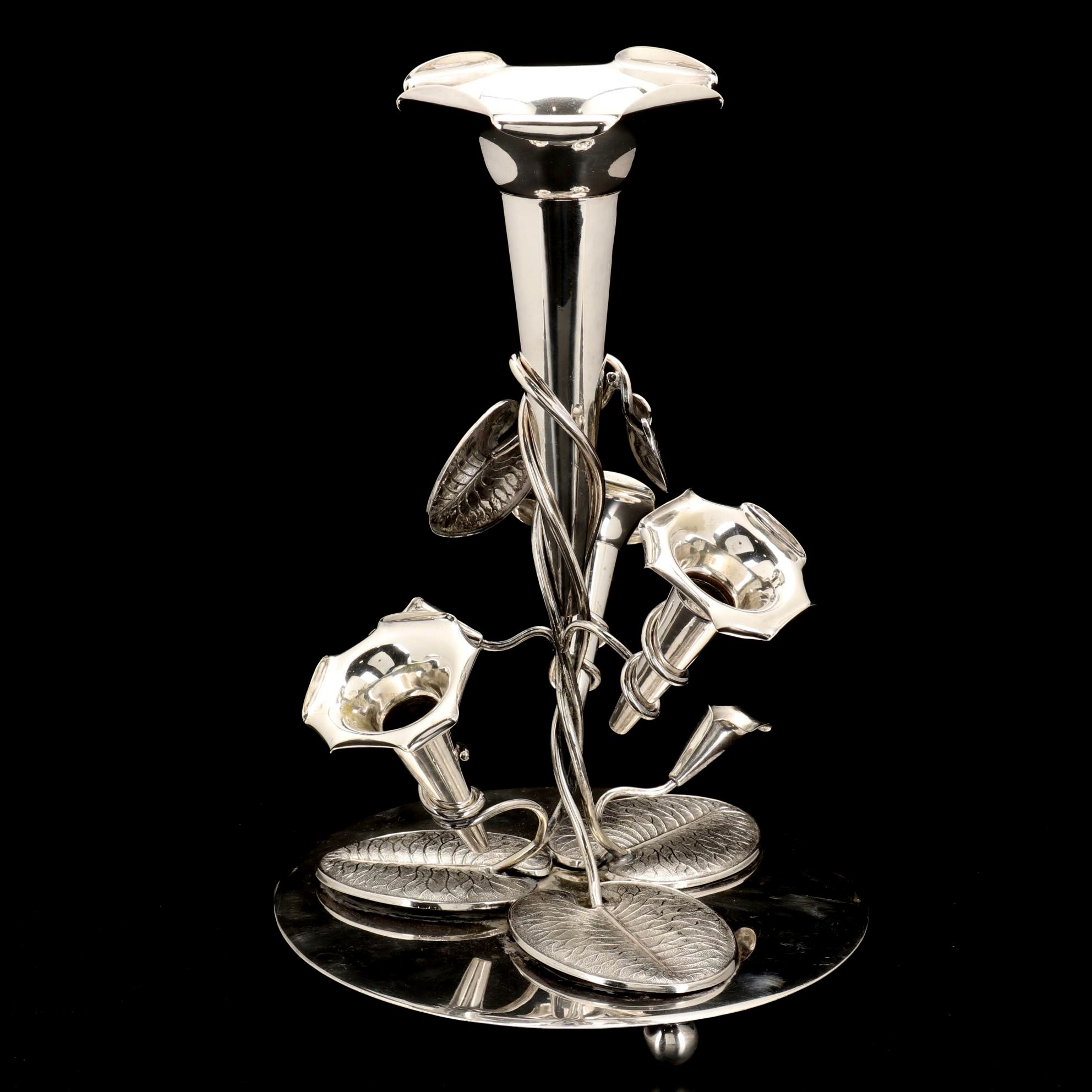 Pinder Bros. Sheffield Silver Plate Art Nouveau Water Lily Epergne