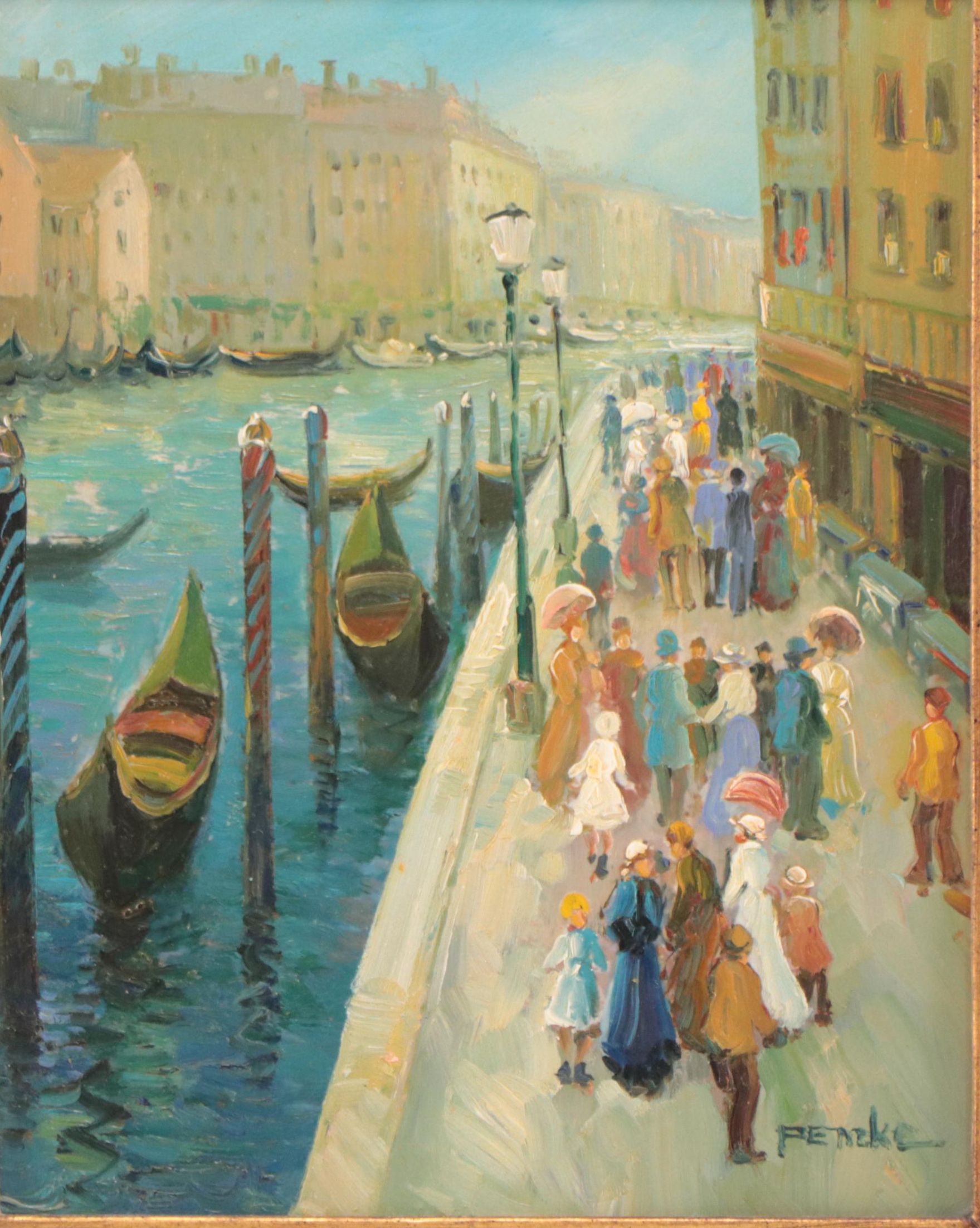 T. E. Pencke Oil Painting After Maurice Prendergast "The Grand Canal"