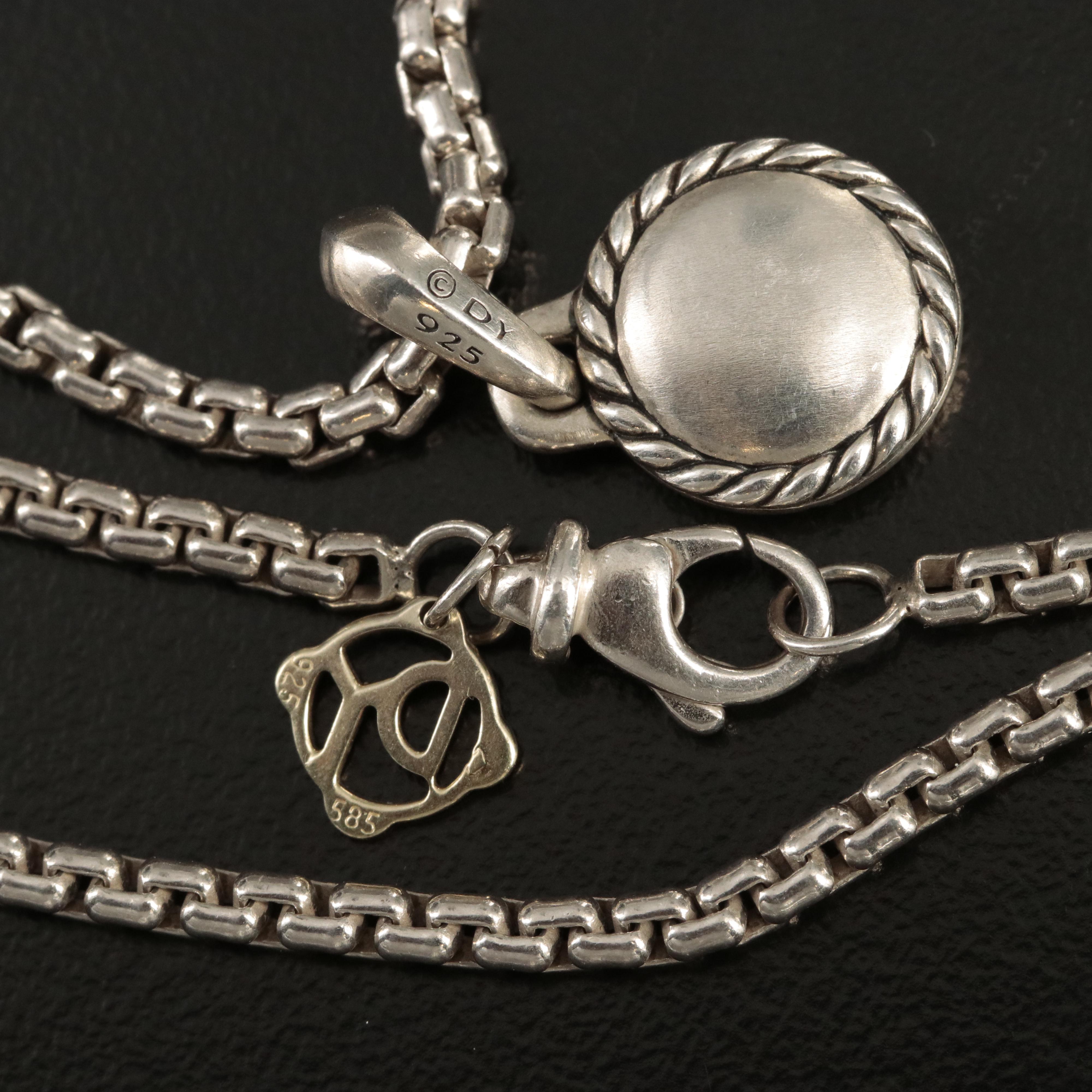 David Yurman Sterling Lapis Lazuli Evil Eye Pendant Necklace with 14K Accents