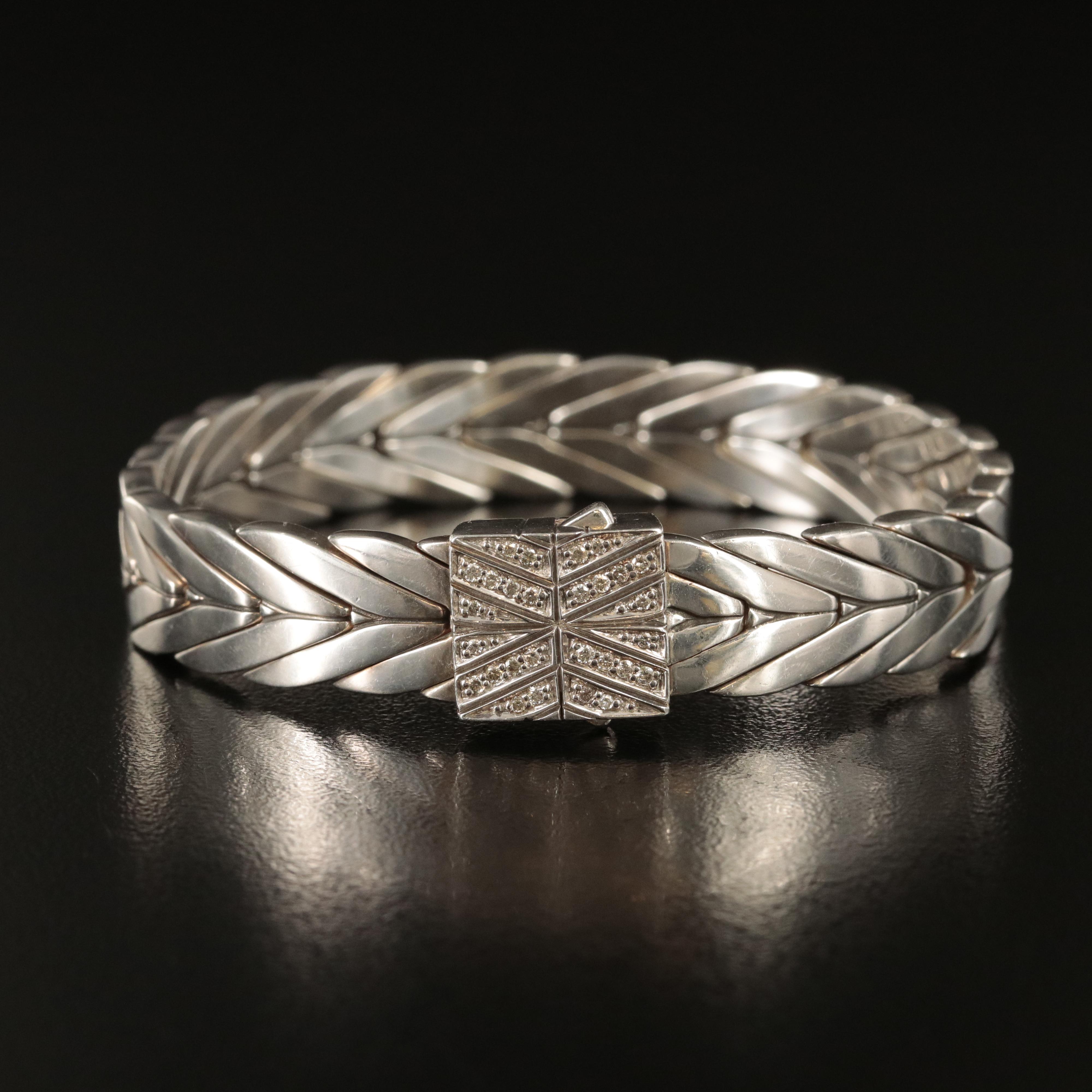 John Hardy Modern Sterling Diamond Bracelet