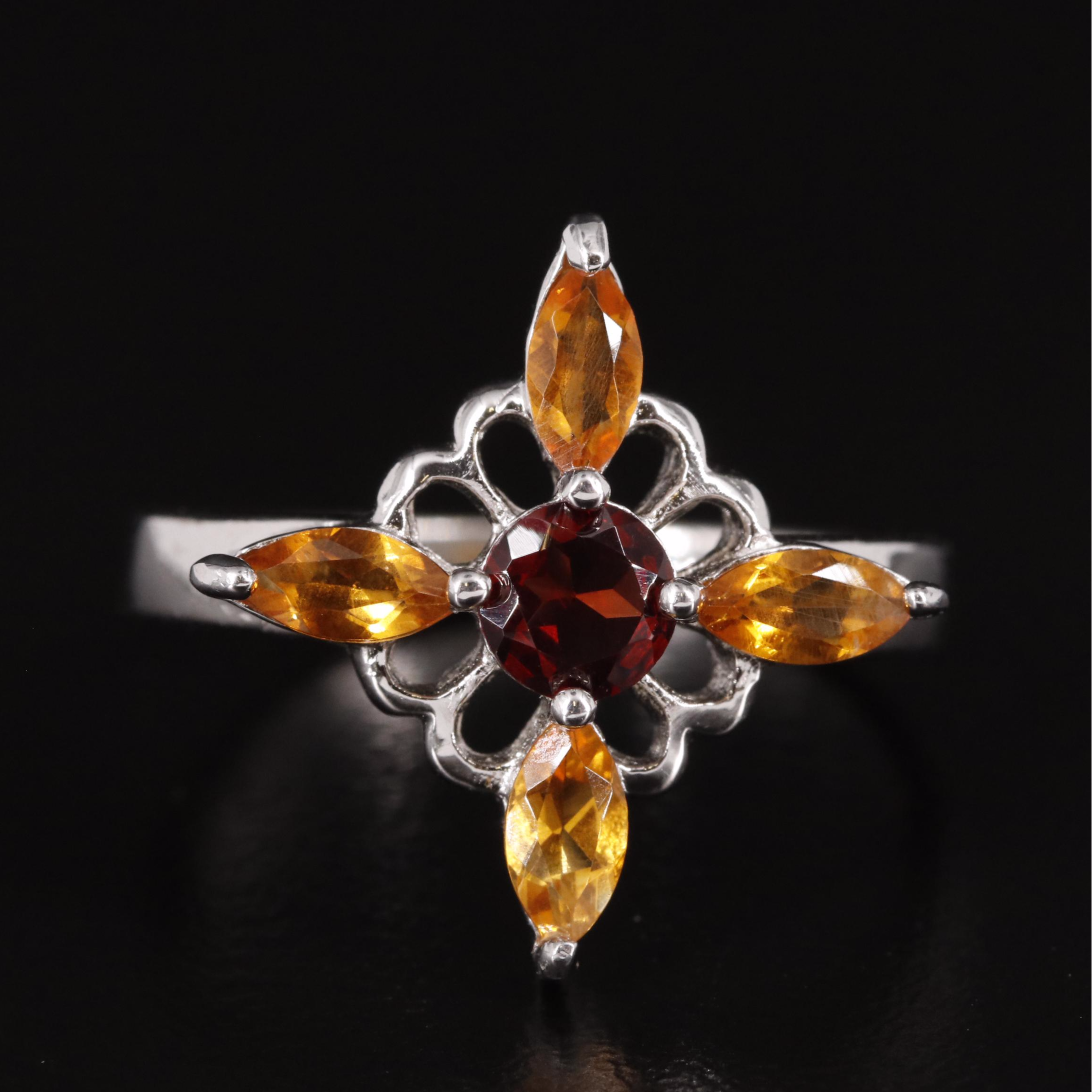 Sterling Garnet and Citrine Ring
