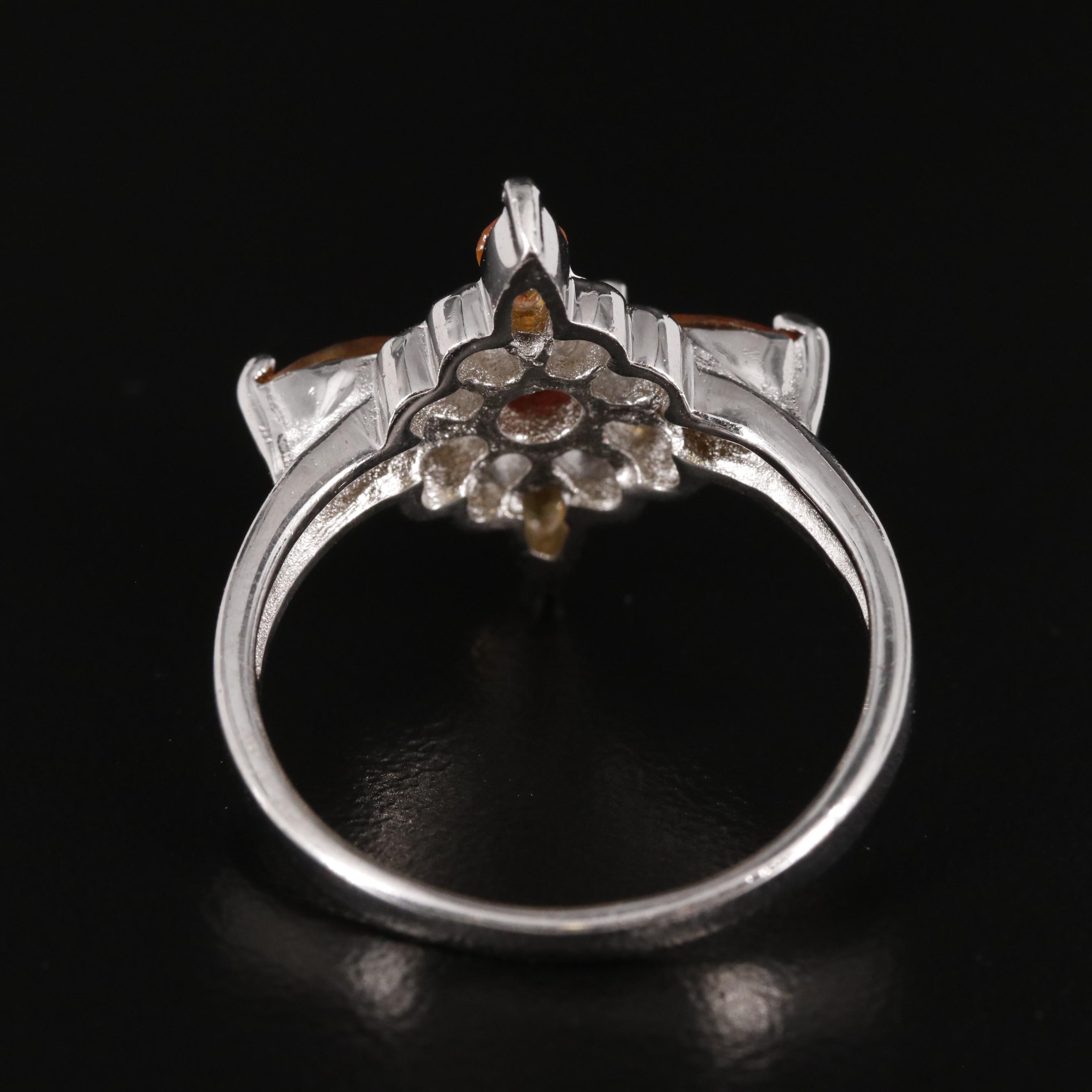 Sterling Garnet and Citrine Ring