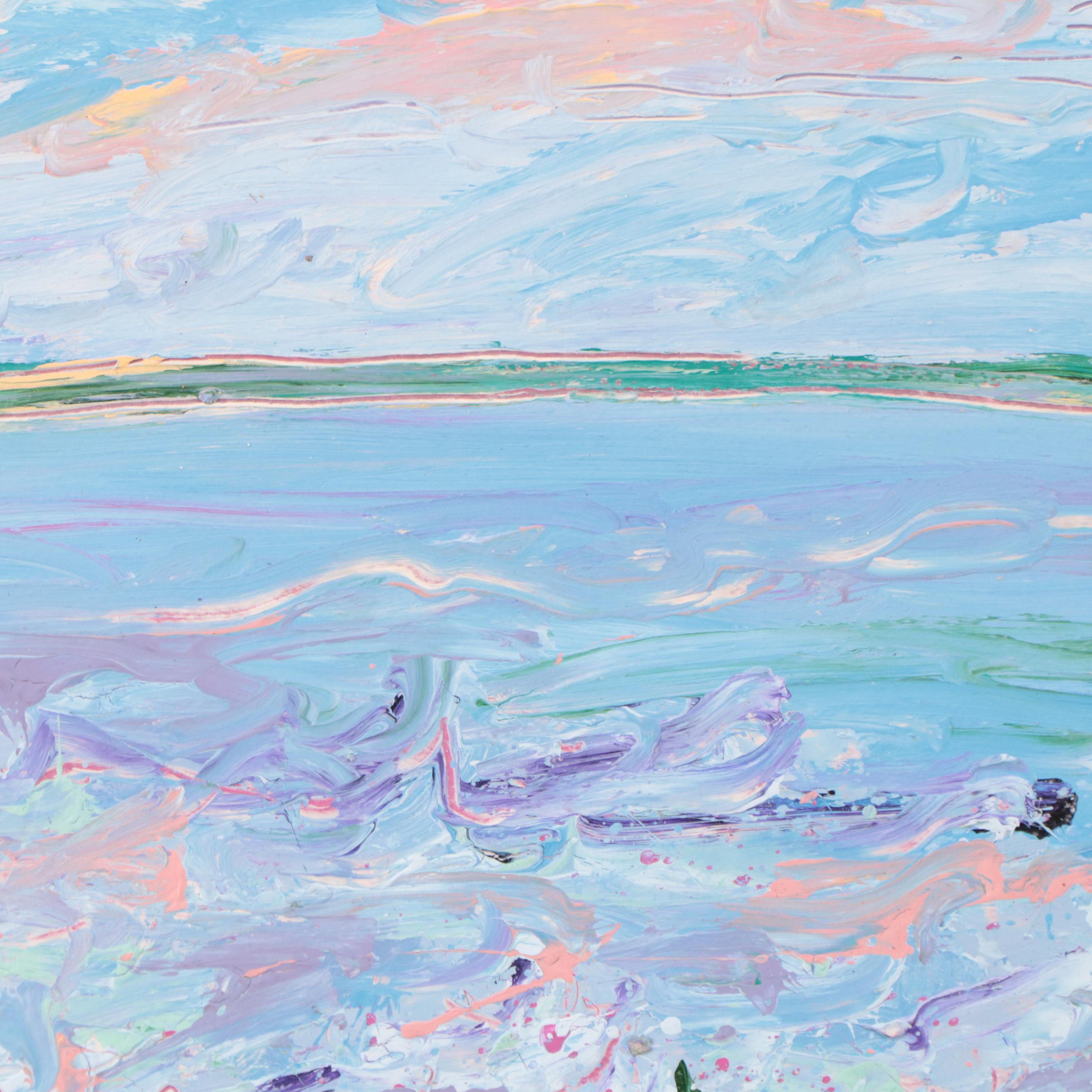 Harry Hilson Abstract Landscape Acrylic Painting, Circa 1980