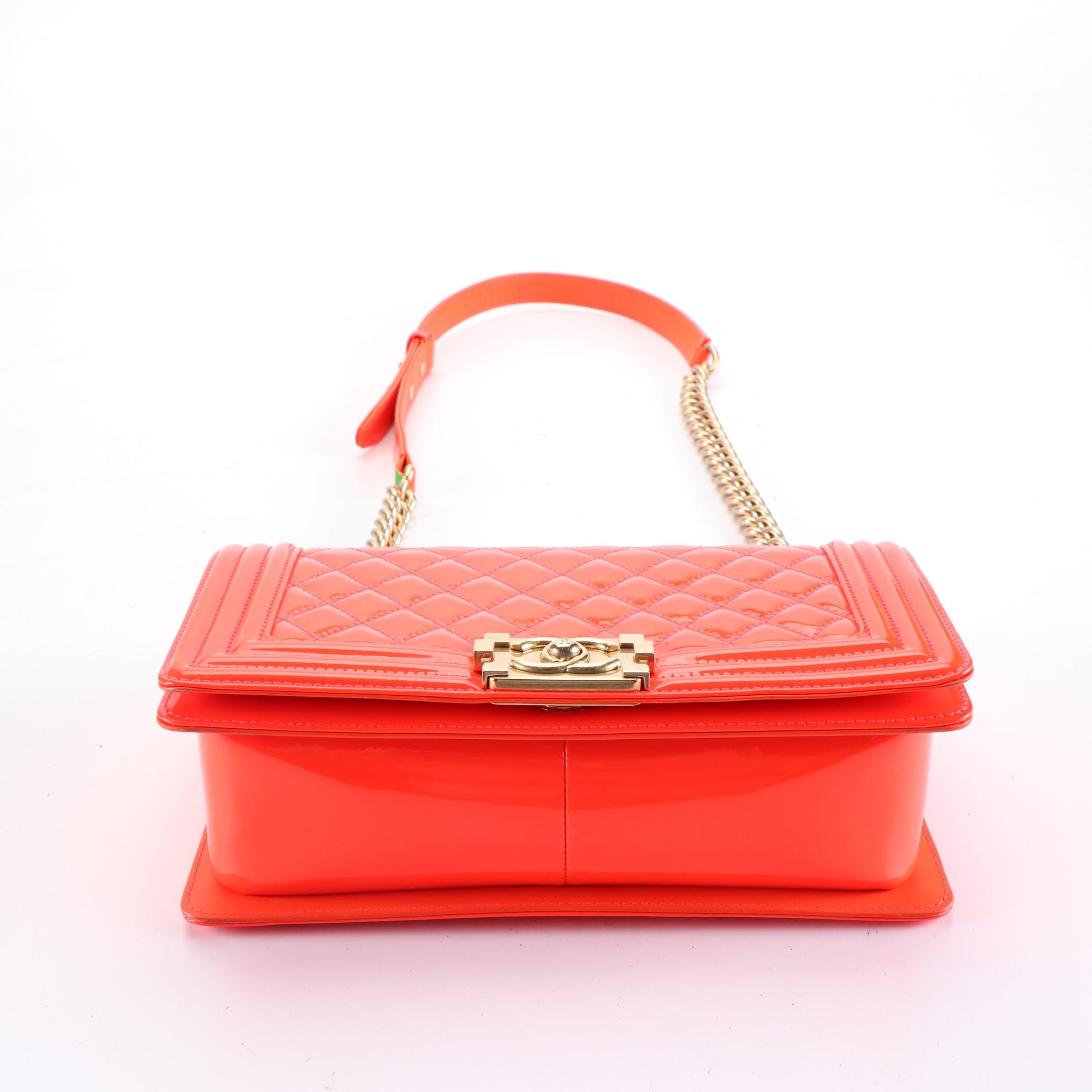 Chanel Medium Flap Boy Bag in Bright Quilted Patent Leather