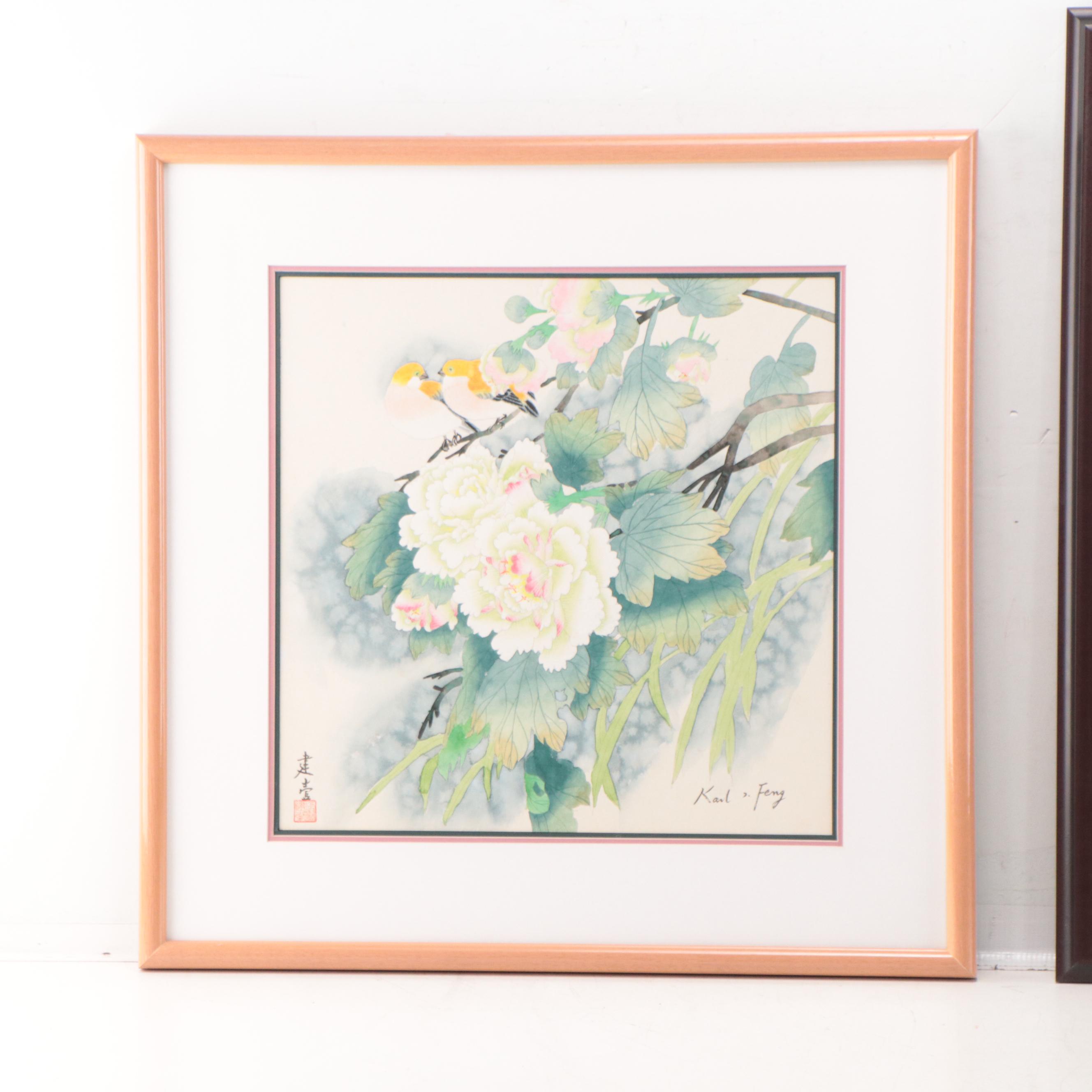 Karl J. Feng Watercolor Paintings of Birds and Flowers