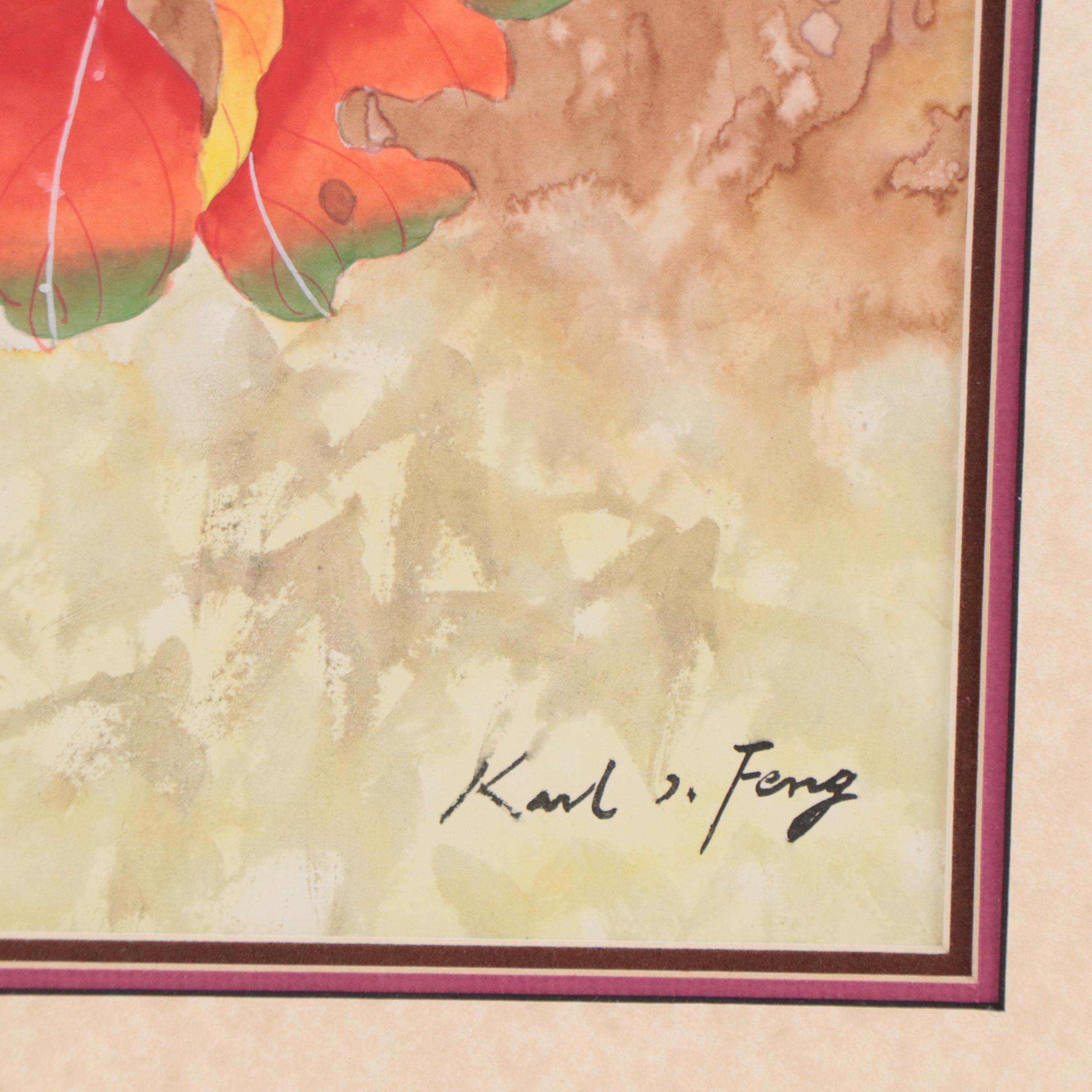 Karl J. Feng Watercolor Paintings of Birds and Flowers