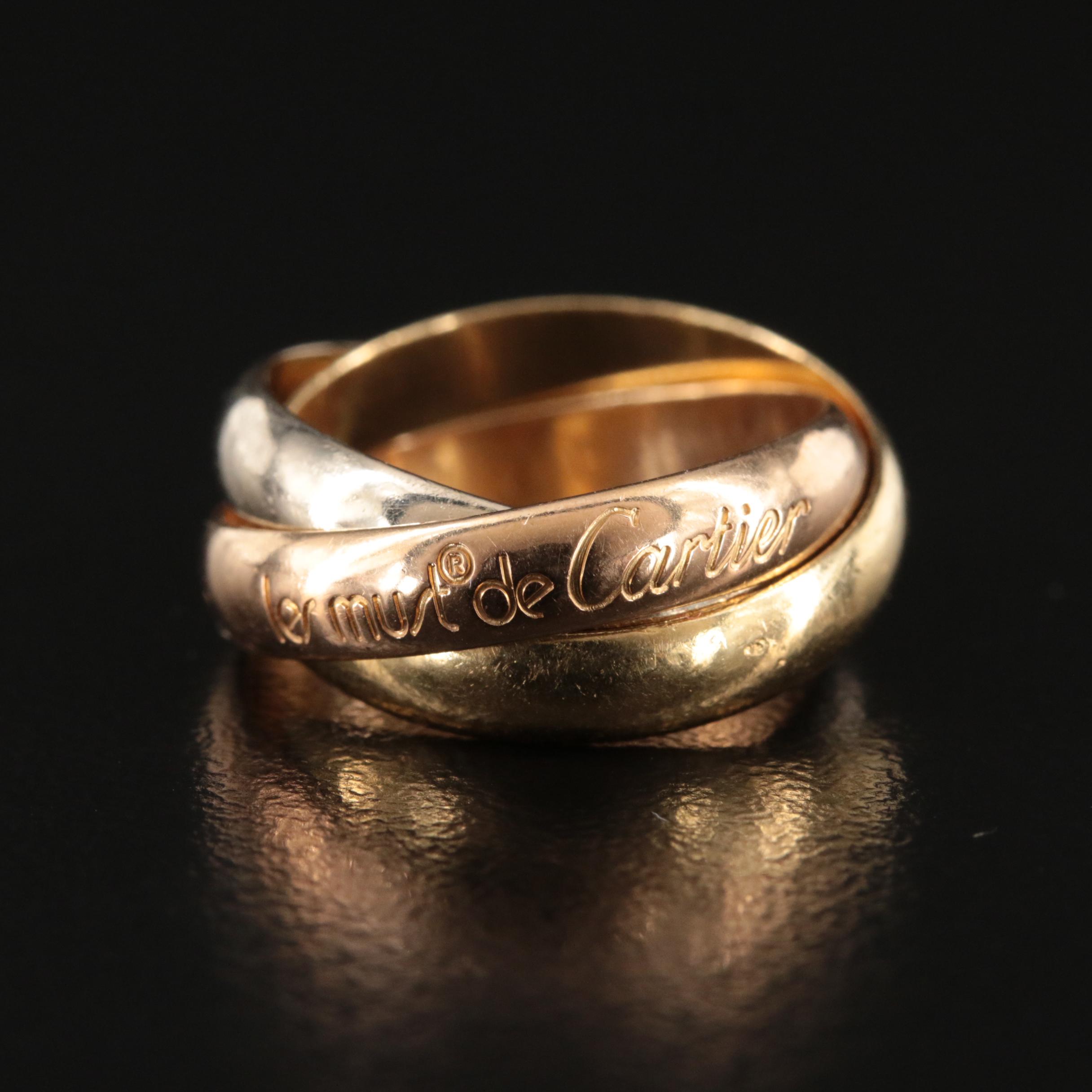 Les Must de Cartier 18K Tri-Color Trinity Rolling Ring