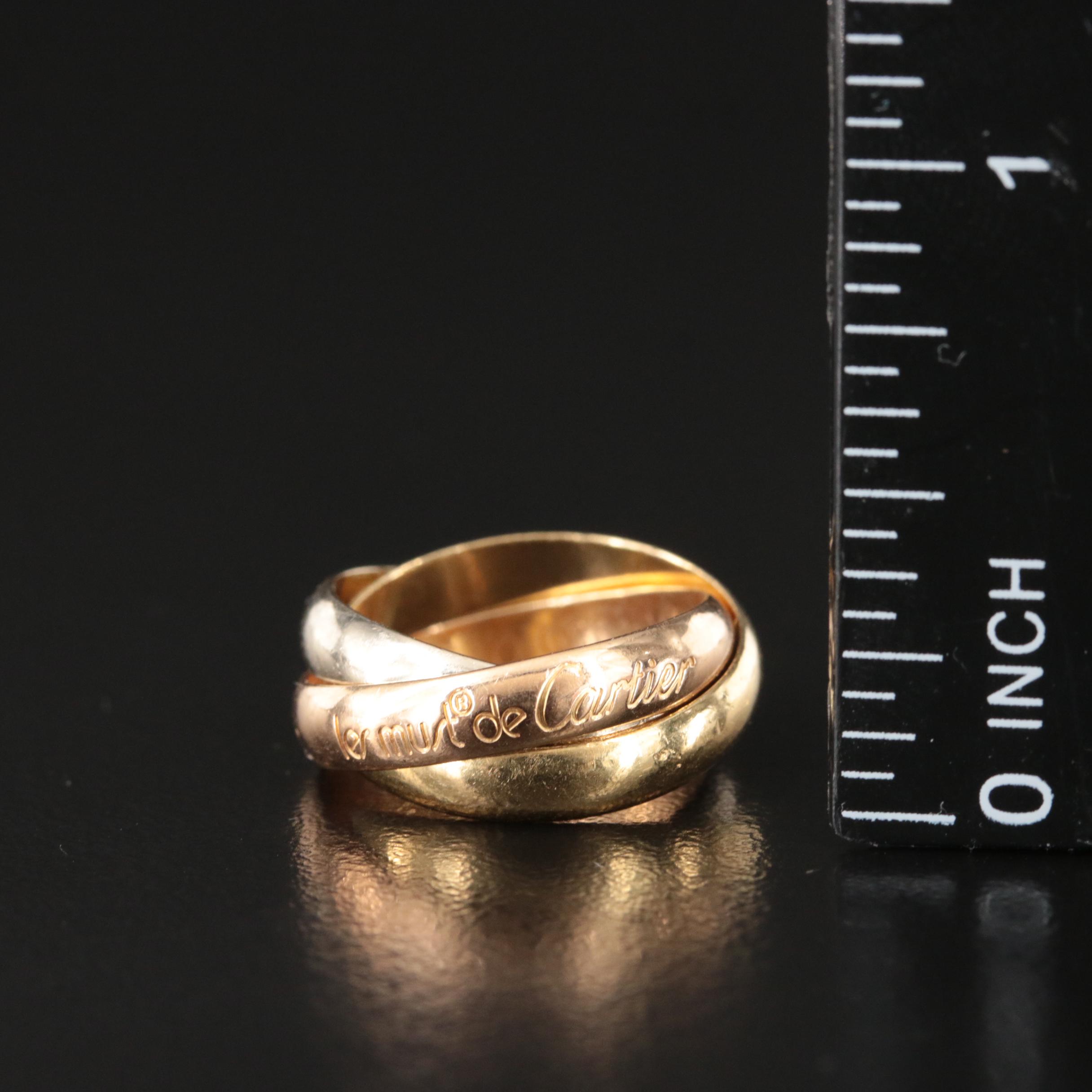 Les Must de Cartier 18K Tri-Color Trinity Rolling Ring