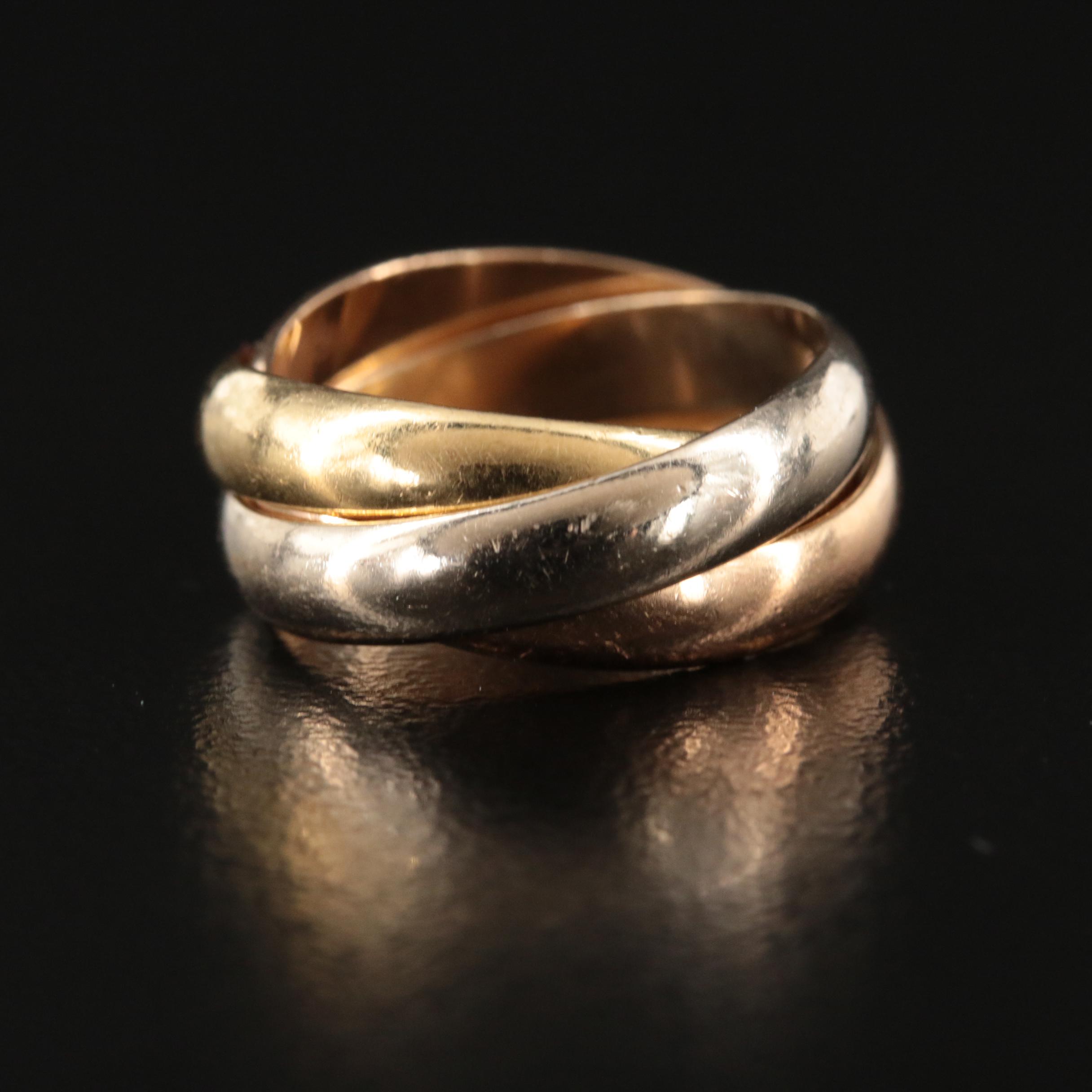 Les Must de Cartier 18K Tri-Color Trinity Rolling Ring