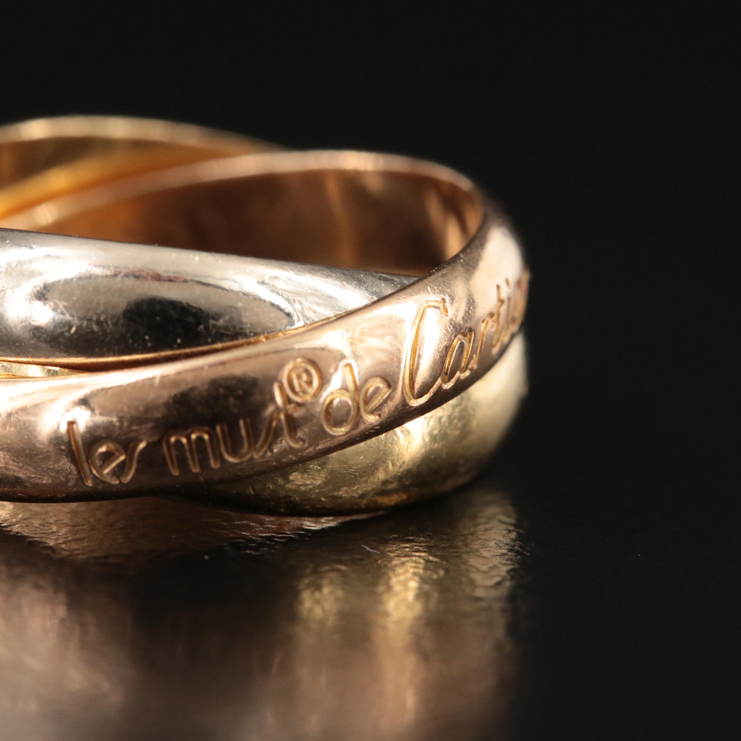 Les Must de Cartier 18K Tri-Color Trinity Rolling Ring