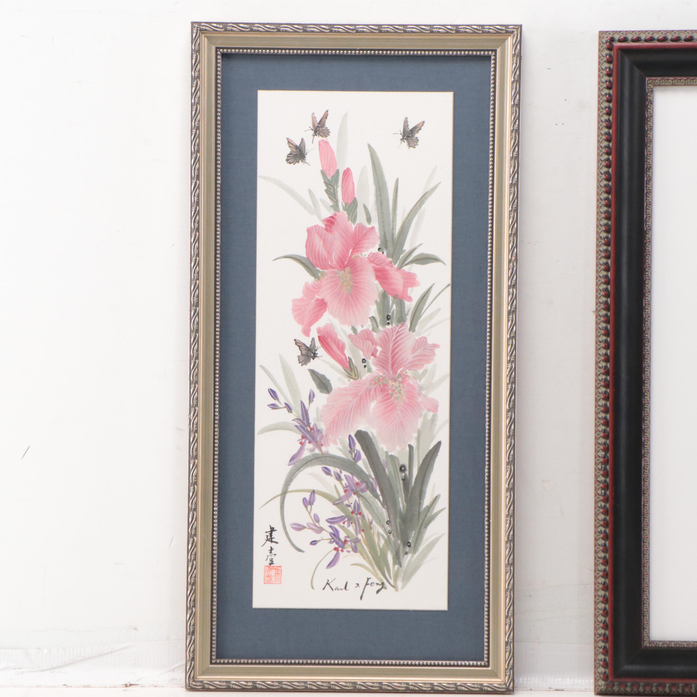 Karl J. Feng Ink and Watercolor Paintings of Flowers